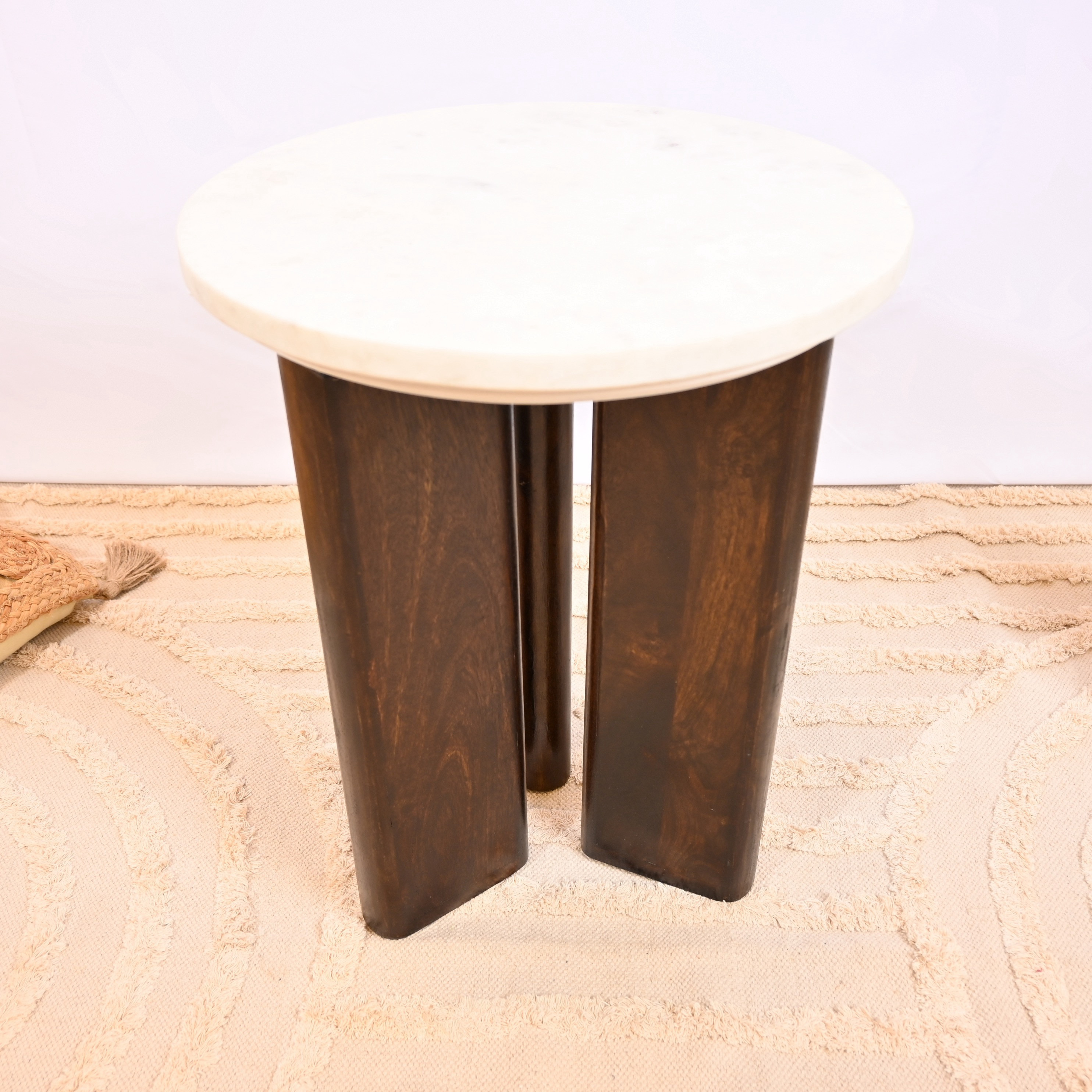 Crafted by Lifestyle Marble Top Accent Table - 40x50 cms-furniture-livingroom-sideandendtables-image-3