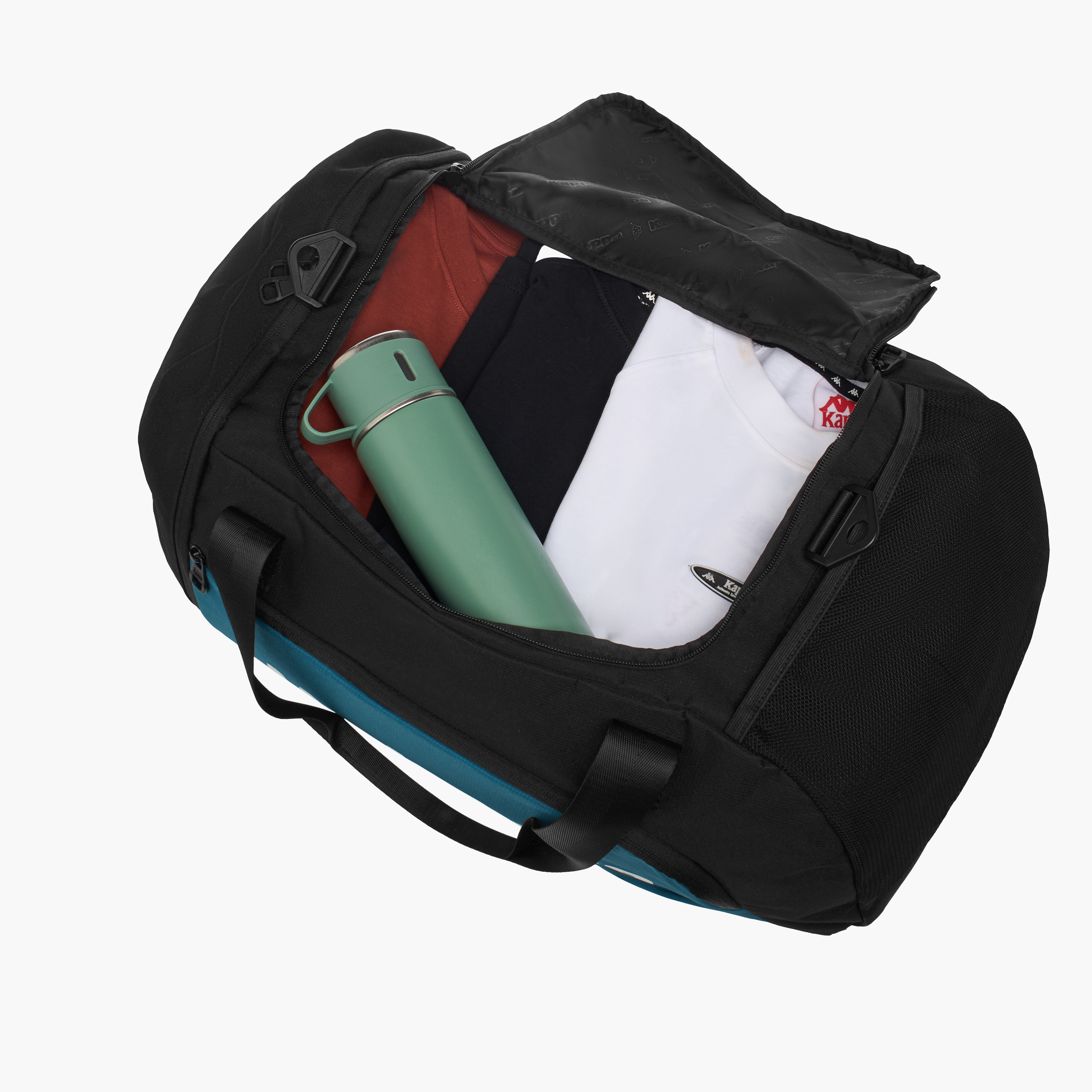 Kappa Logo Print Duffle Bag with Detachable Strap-travel-luggagesandbags-dufflebags-image-9