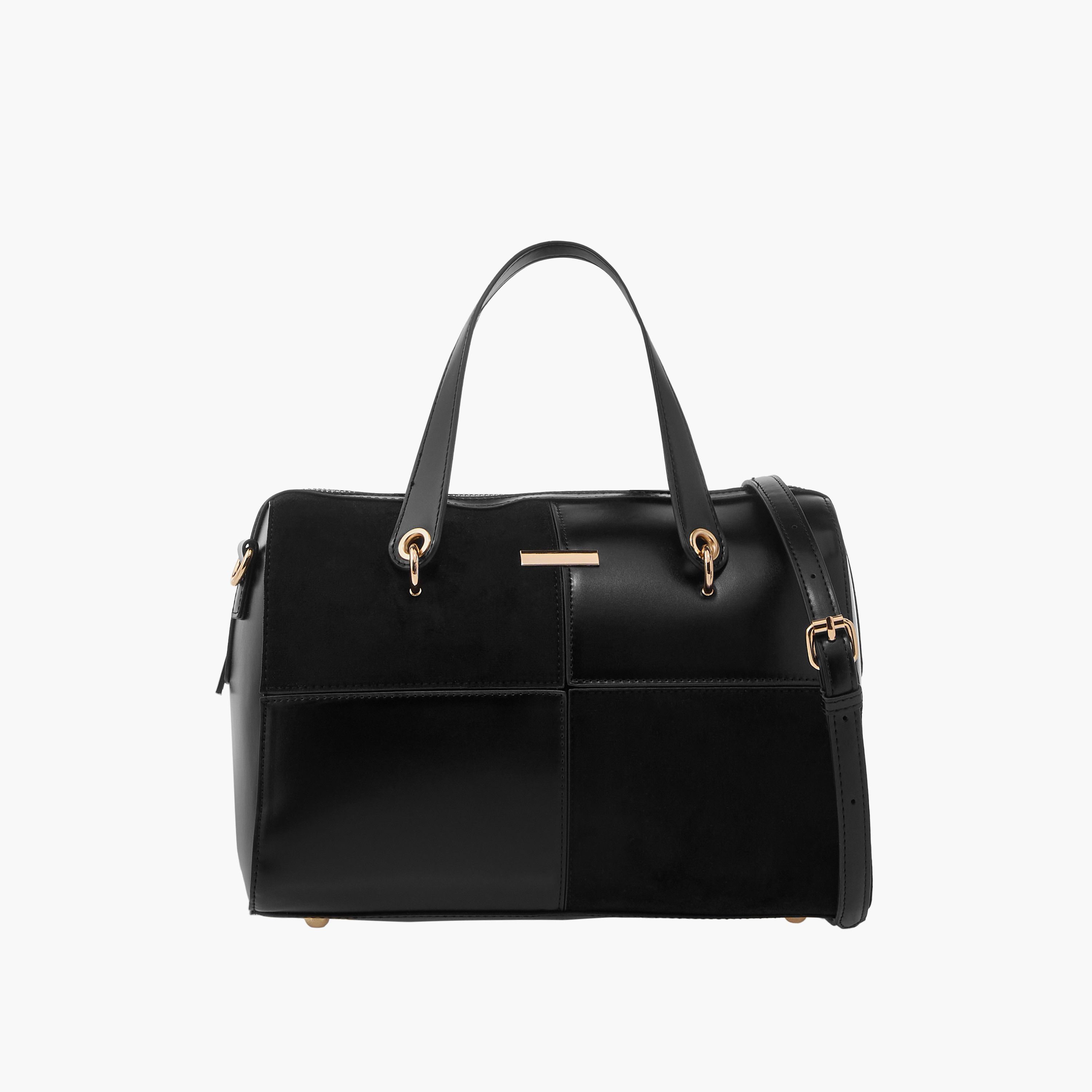 Sasha Panelled Tote Bag with Detachable Strap and Zip Closure-women-bagsandwallets-handbags-image-1