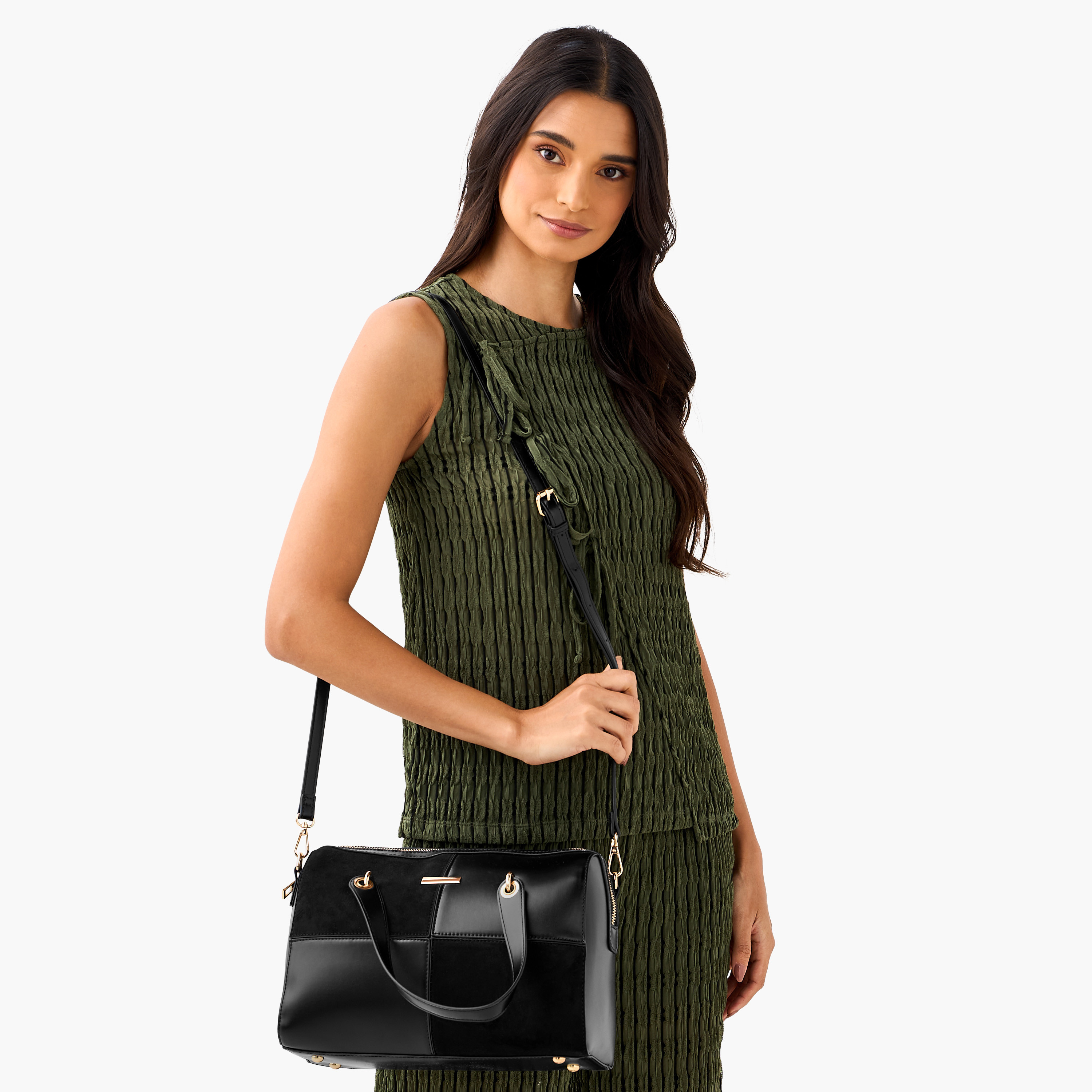 Sasha Panelled Tote Bag with Detachable Strap and Zip Closure-women-bagsandwallets-handbags-image-2