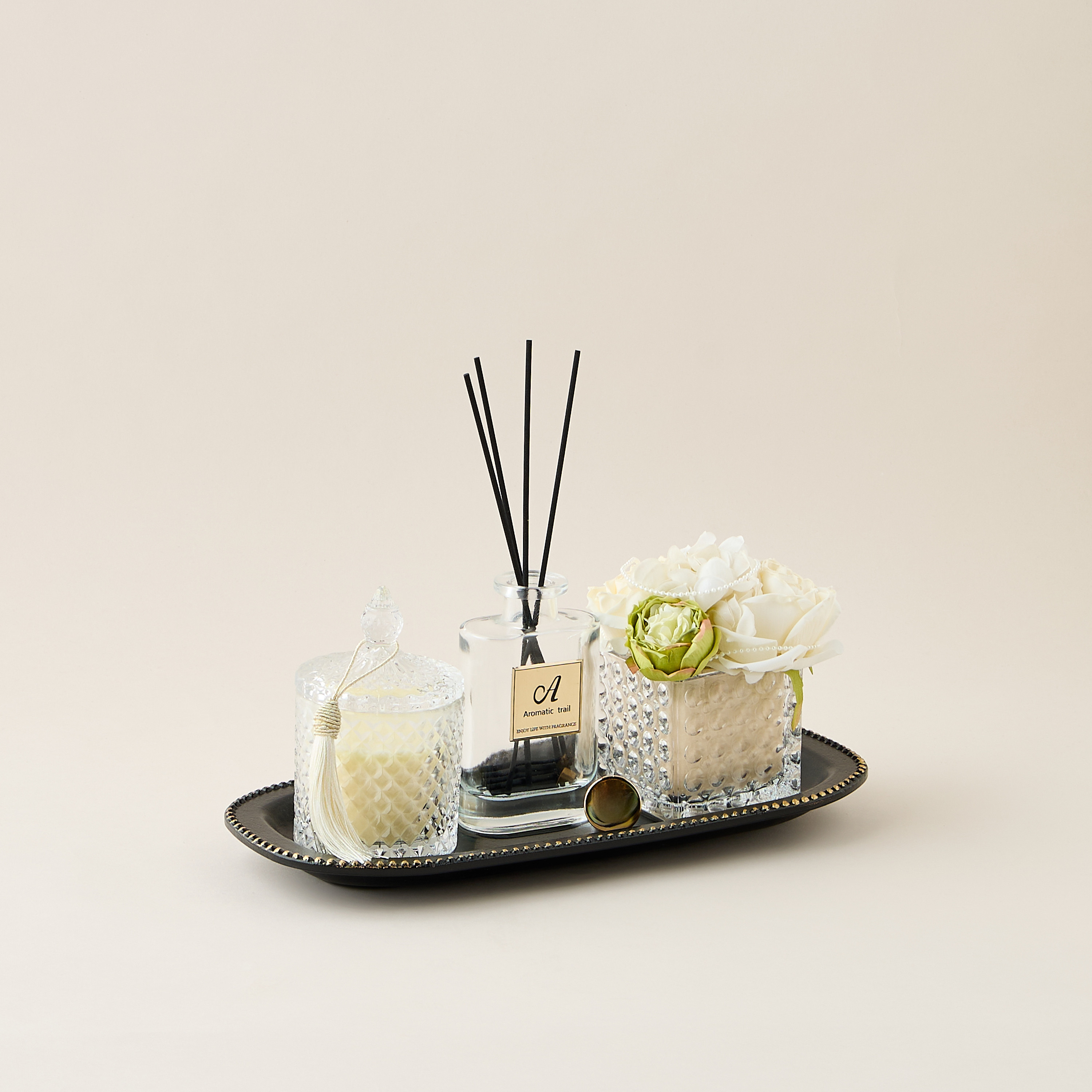 Rose Reed Diffuser Gift Set with Tray-household-homefragrance-fragrancegiftset-image-2