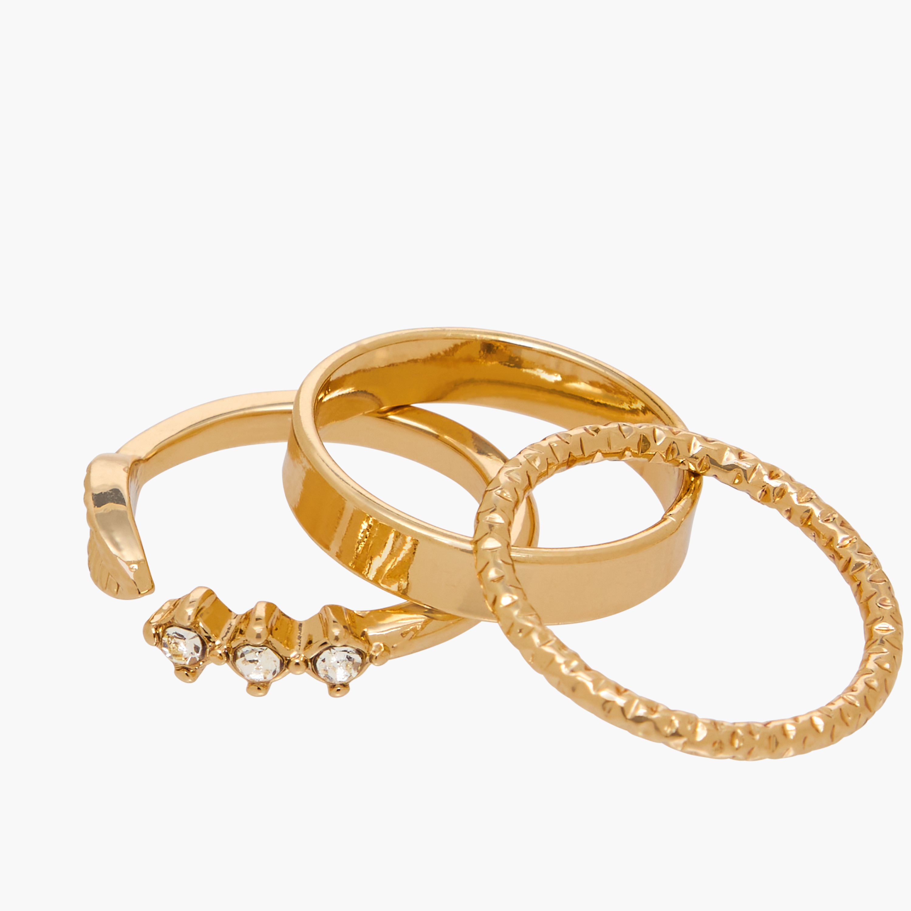 Stackable Gold Tone Metal Ring - Set of 5-women-watchesandjewellery-jewellery-rings-image-8