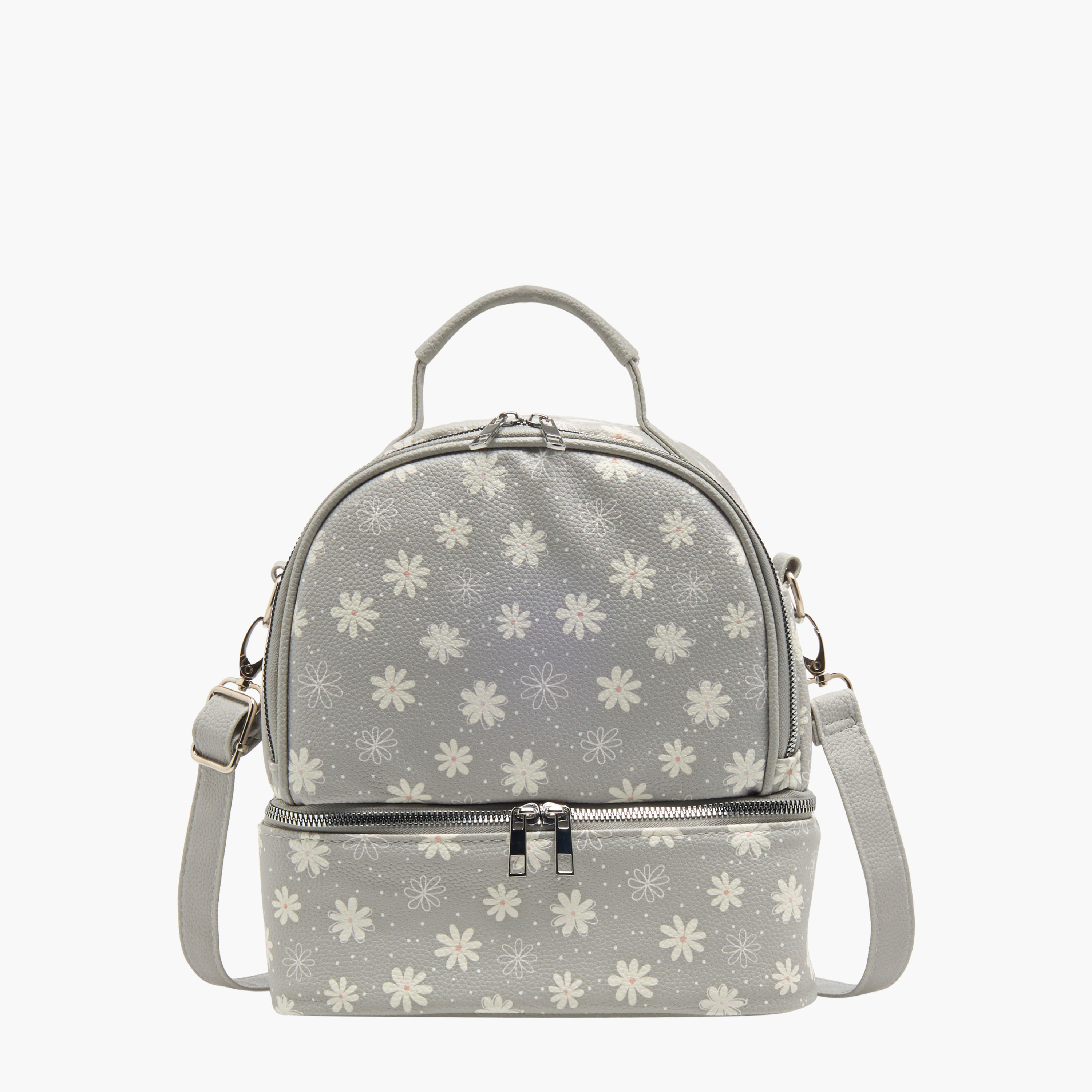 Juniors Floral Print Food and Bottle Bag with Adjustable Straps-baby-diapering-diaperbags-image-1