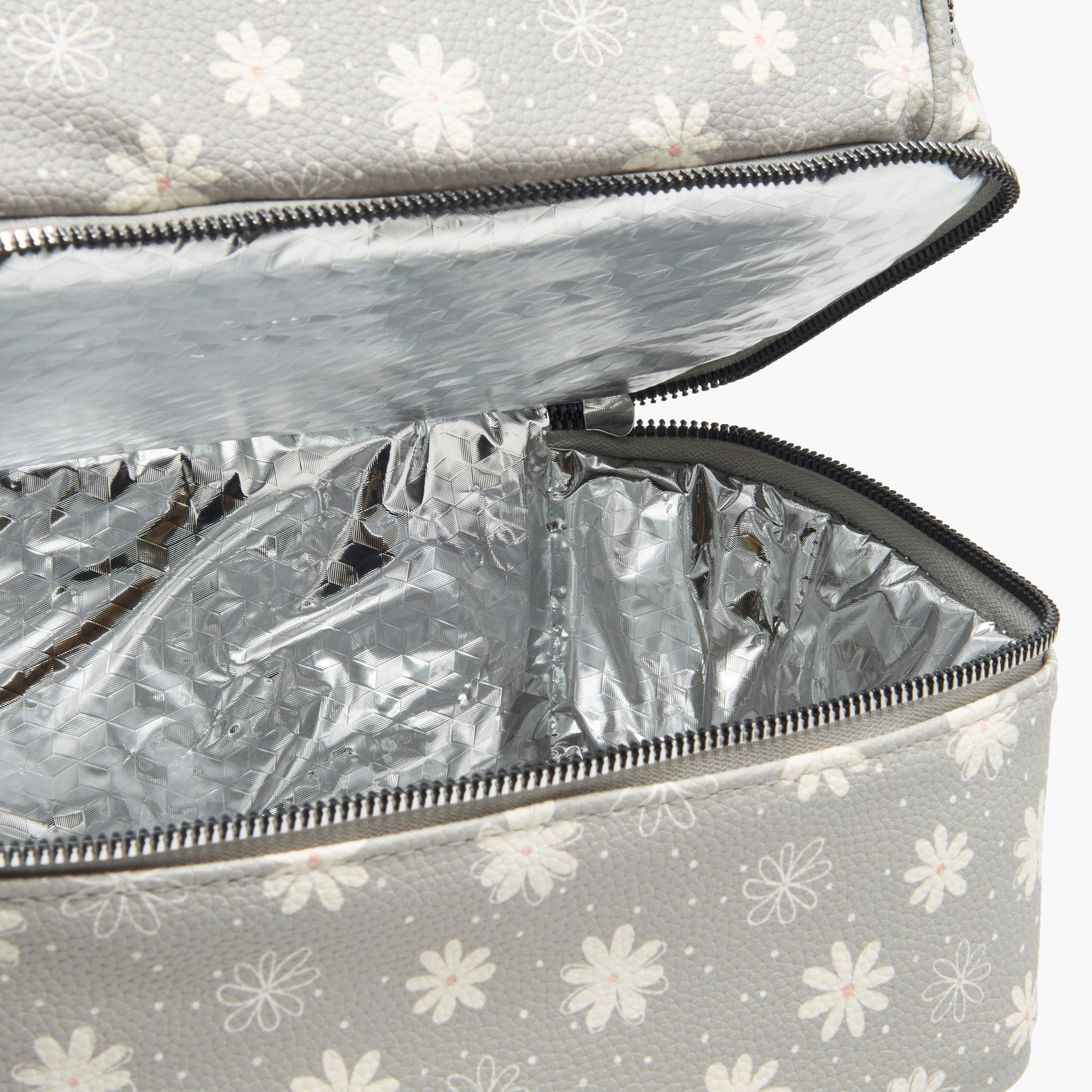 Juniors Floral Print Food and Bottle Bag with Adjustable Straps-baby-diapering-diaperbags-image-7
