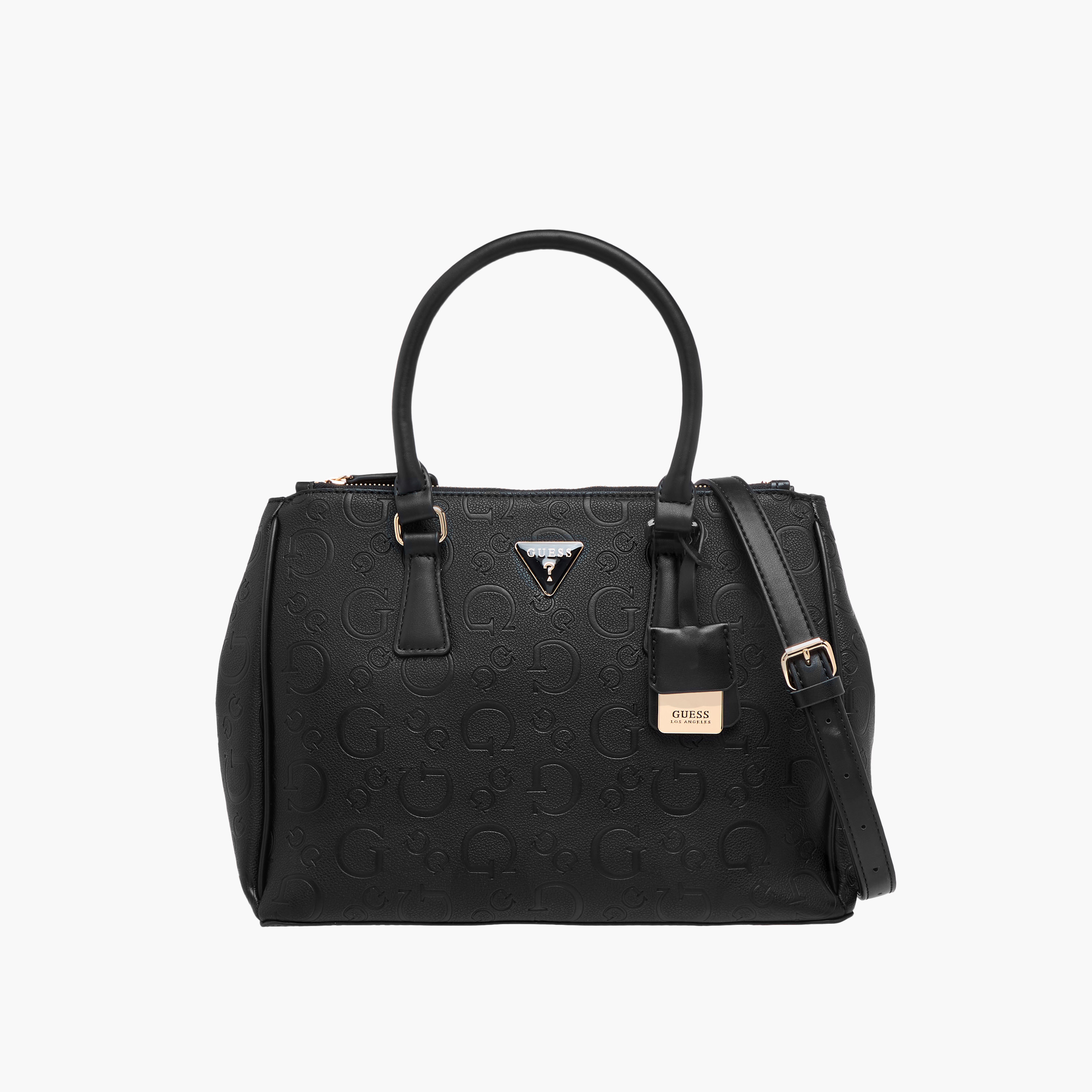 Guess Monogram Embossed Tote Bag with Detachable Strap and Zip Closure-women-bagsandwallets-handbags-image-1