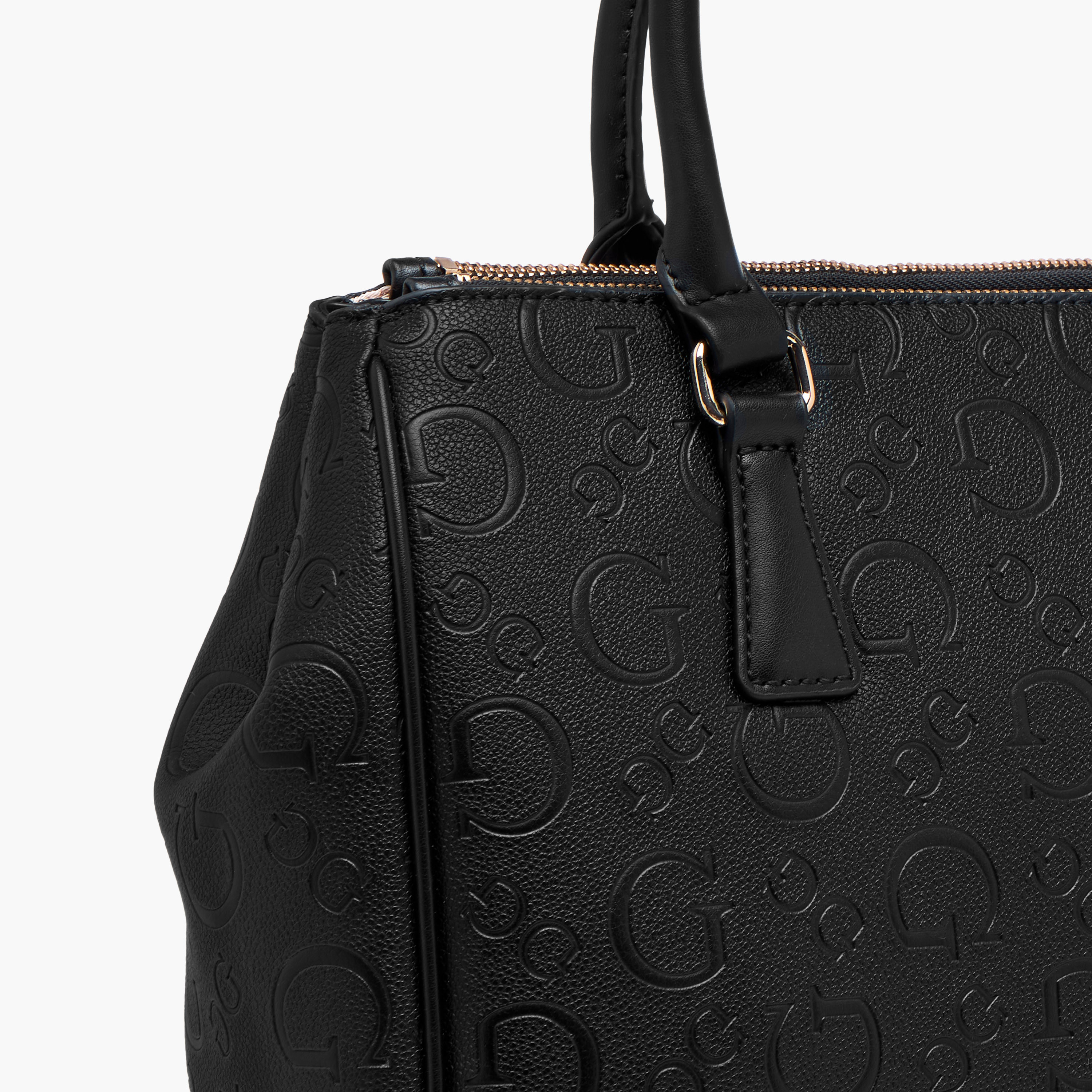 Guess Monogram Embossed Tote Bag with Detachable Strap and Zip Closure-women-bagsandwallets-handbags-image-6