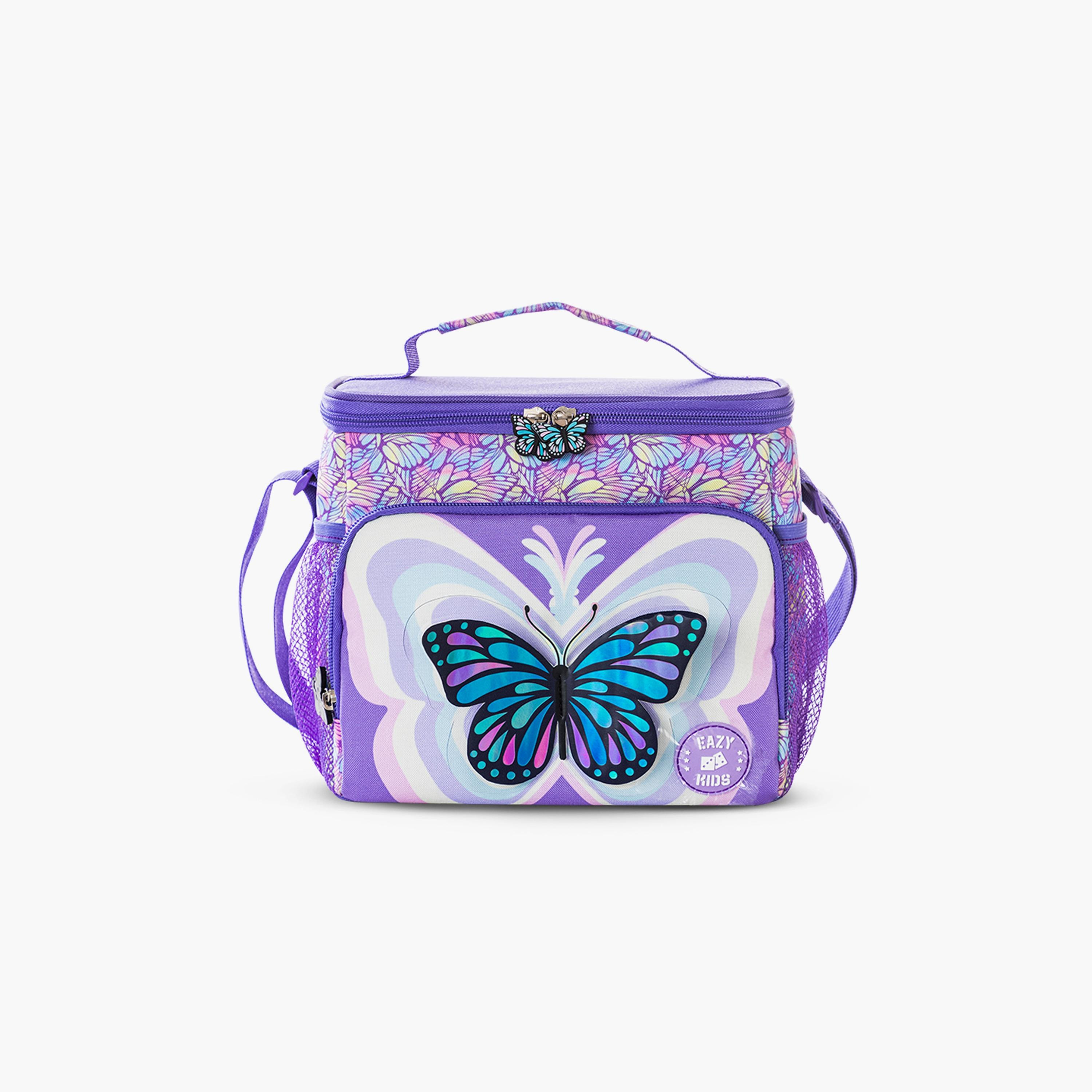 Eazy Kids Printed Backpack with Lunch Bag & Pencil Case - 3D Butterfly Purple - 18 Inch-school-bagsandbackpacks-sets-image-9