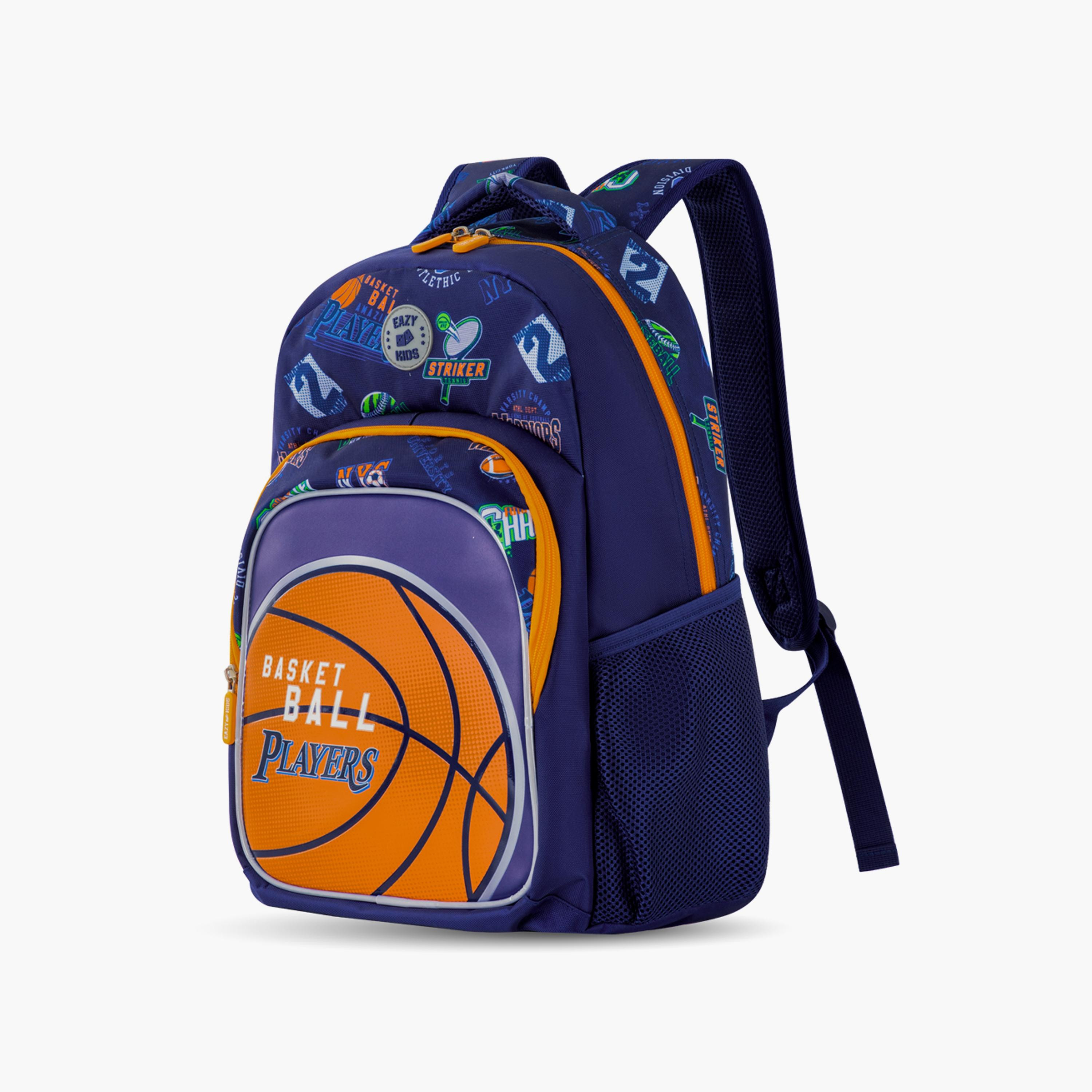 Eazy Kids Printed Backpack with Lunch Bag & Pencil Case - Basket Ball - 18 Inch-school-bagsandbackpacks-sets-image-3