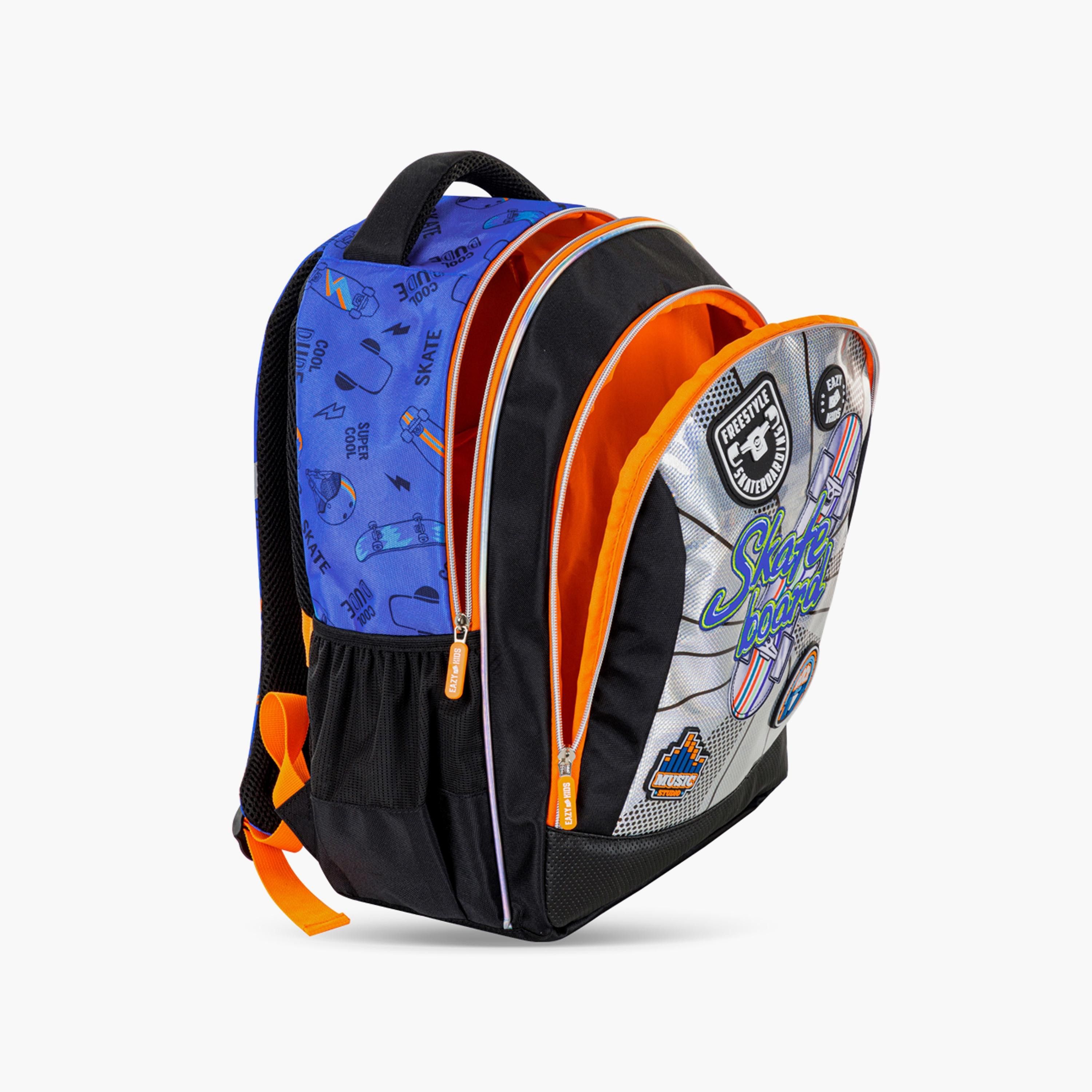Eazy Kids Printed Backpack with Lunch Bag & Pencil Case - Skate Board - 17 Inch-school-bagsandbackpacks-sets-image-4