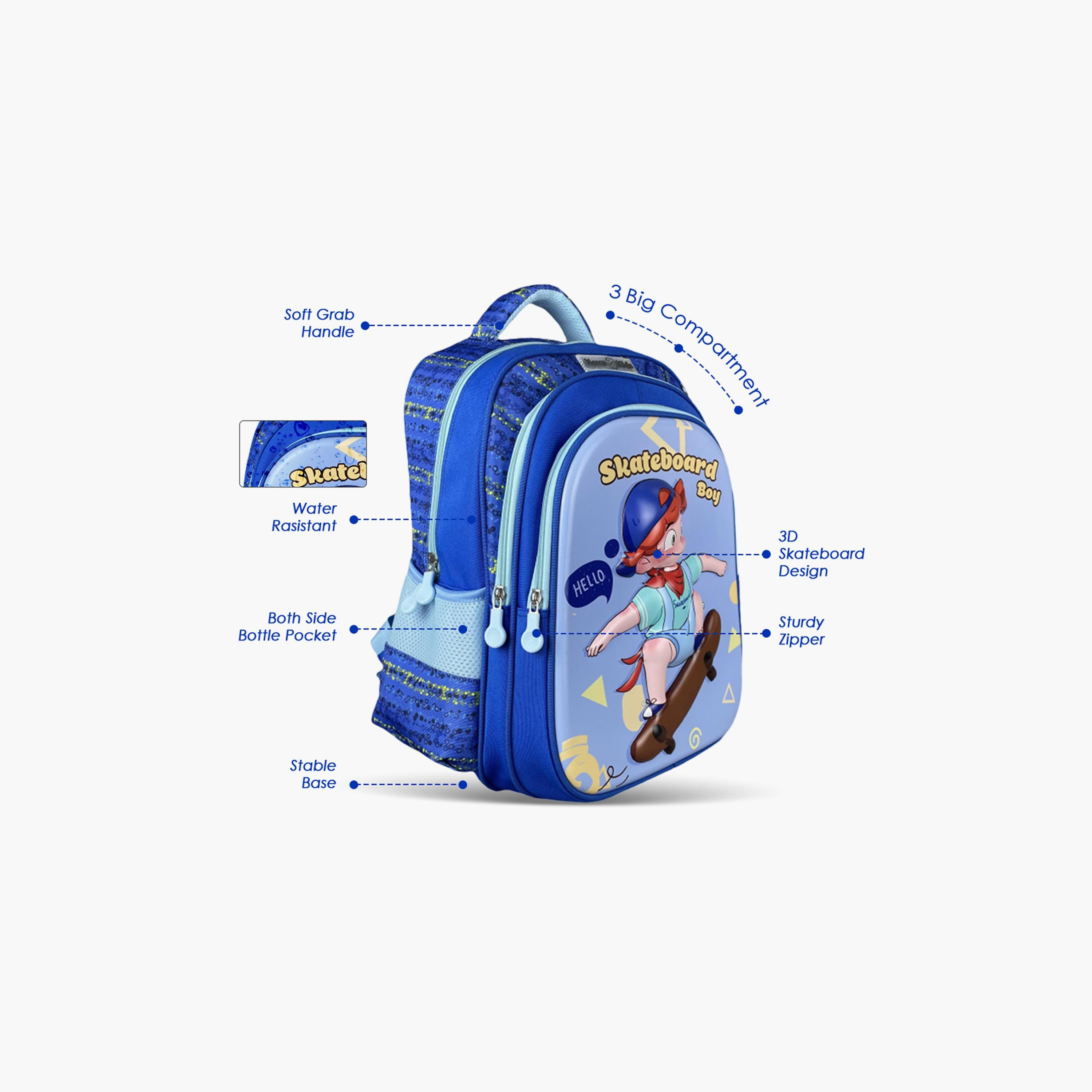 حقيبة مدرسية ثلاثية الأبعاد من نوفا كيدز - متزلج - أزرق - 16.5 بوصة-school-bagsandbackpacks-backpacks-image-1