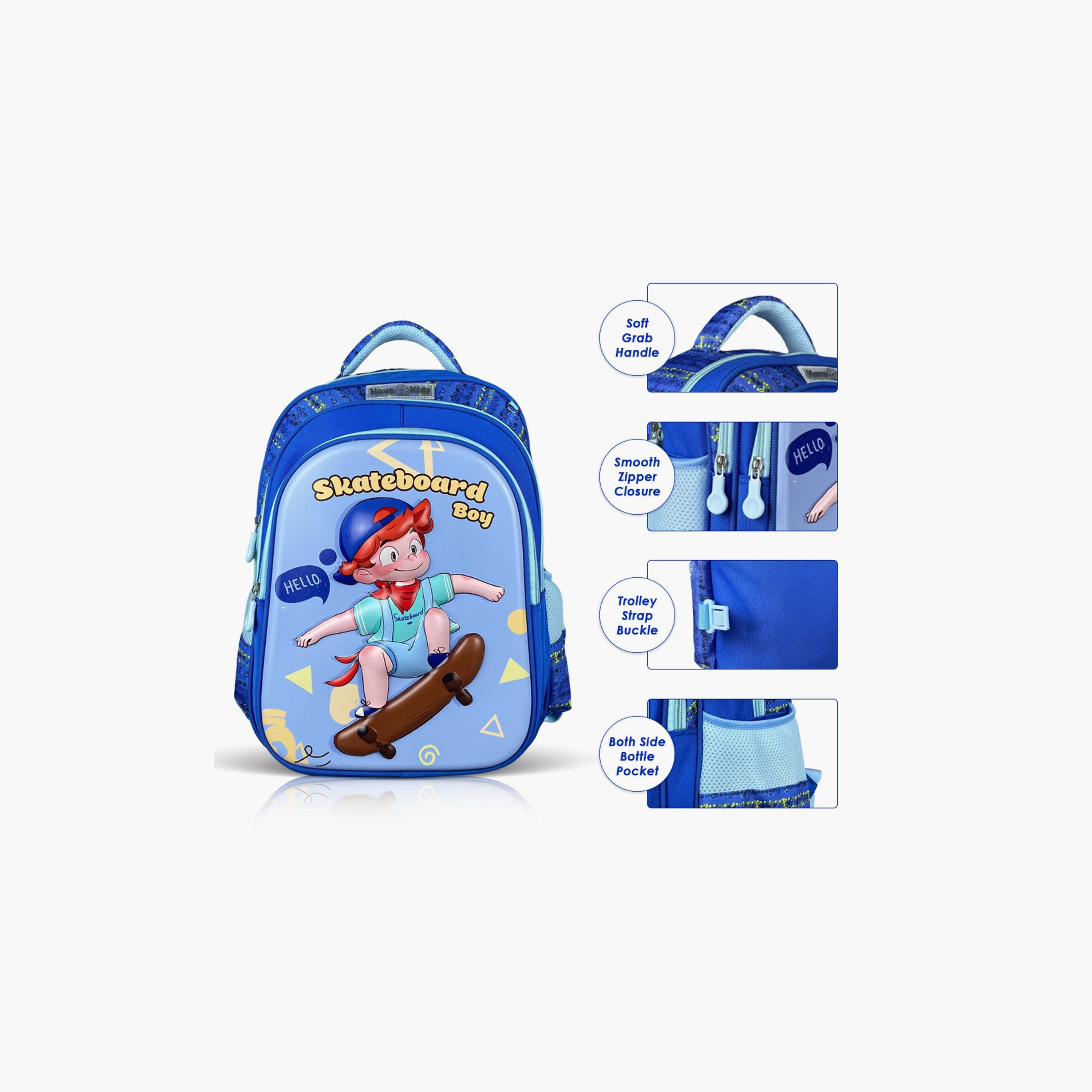 حقيبة مدرسية ثلاثية الأبعاد من نوفا كيدز - متزلج - أزرق - 16.5 بوصة-school-bagsandbackpacks-backpacks-image-4
