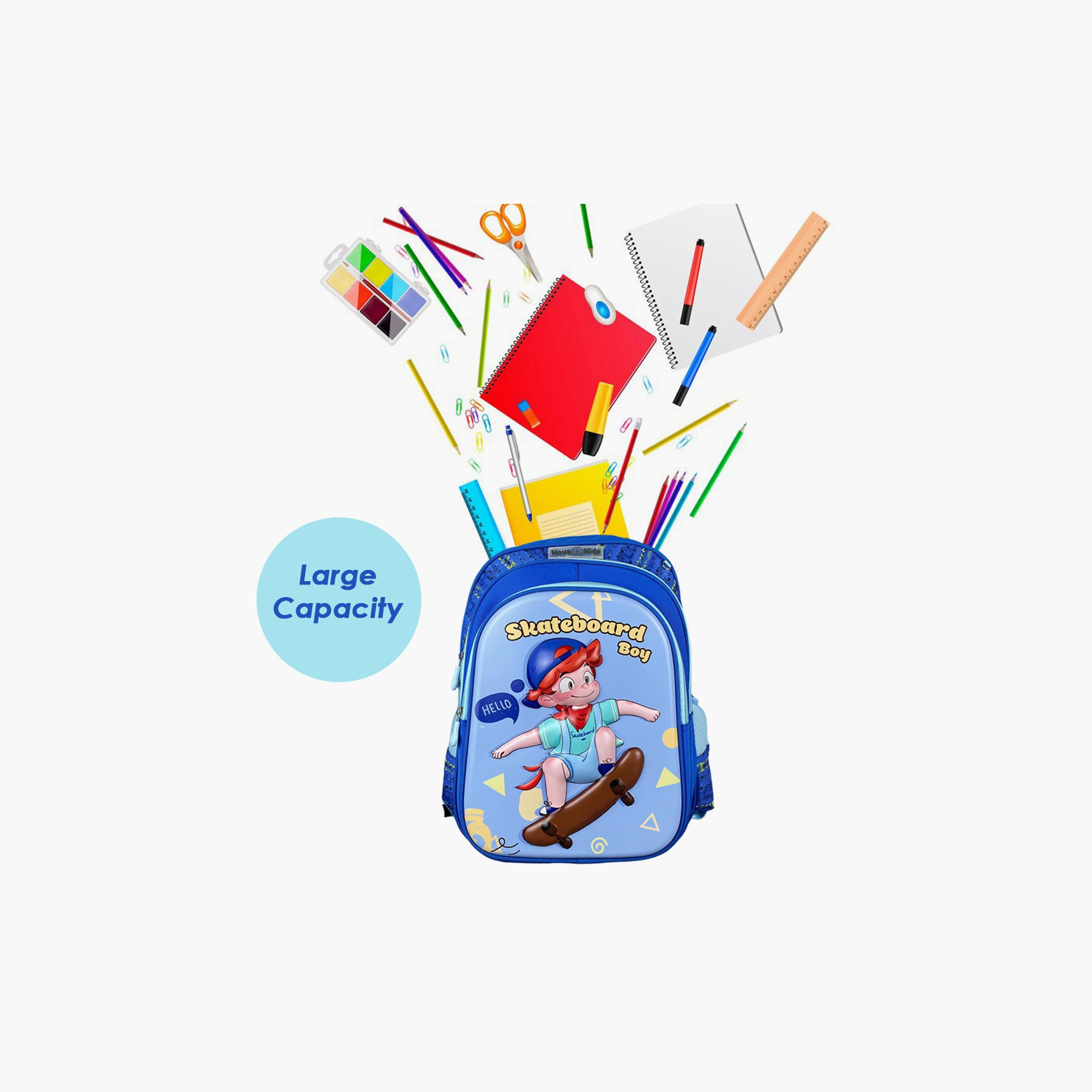 حقيبة مدرسية ثلاثية الأبعاد من نوفا كيدز - متزلج - أزرق - 16.5 بوصة-school-bagsandbackpacks-backpacks-image-2