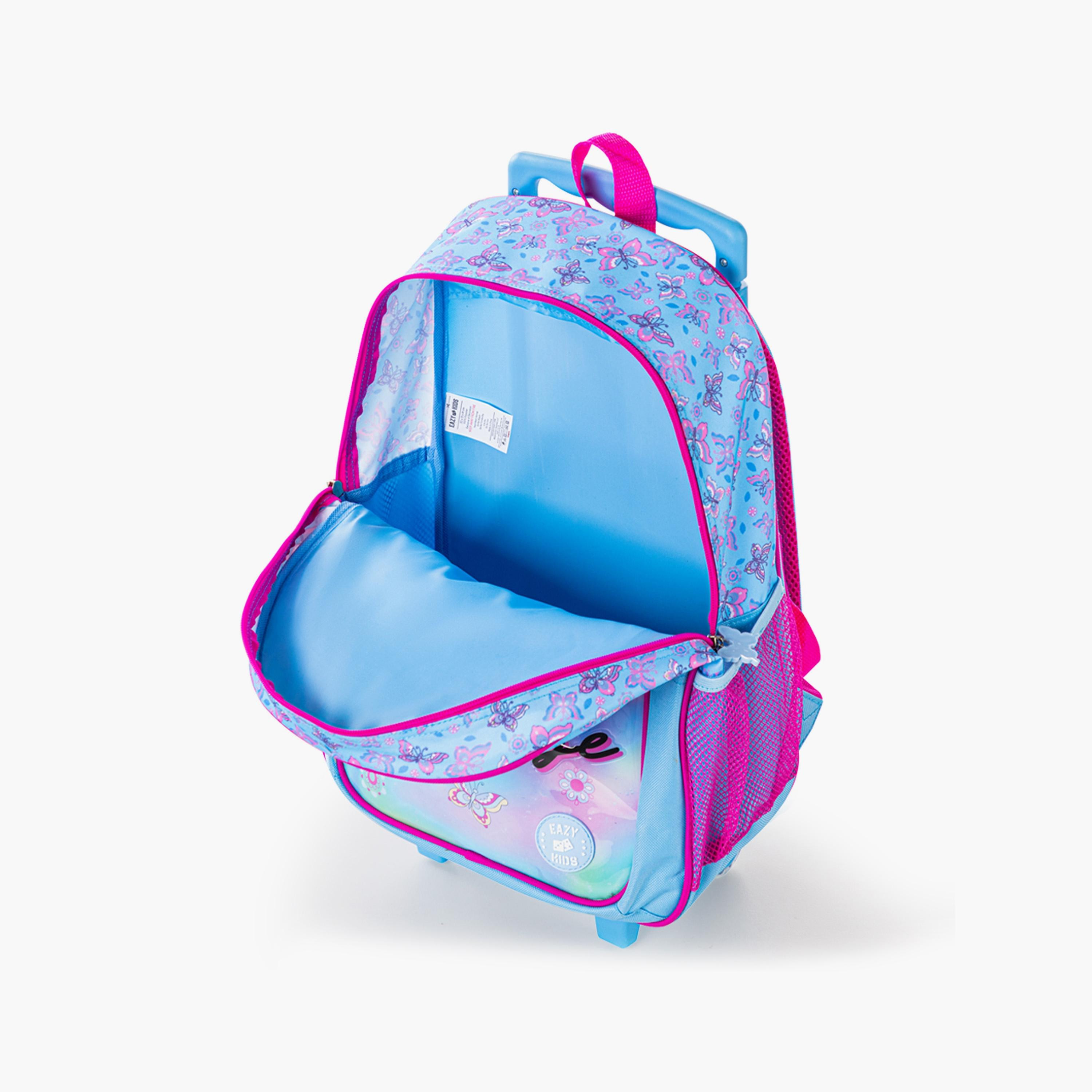Eazy Kids 5-Piece Printed Trolley School Bag - Butterfly - 16 Inch-school-bagsandbackpacks-trolleybags-image-7