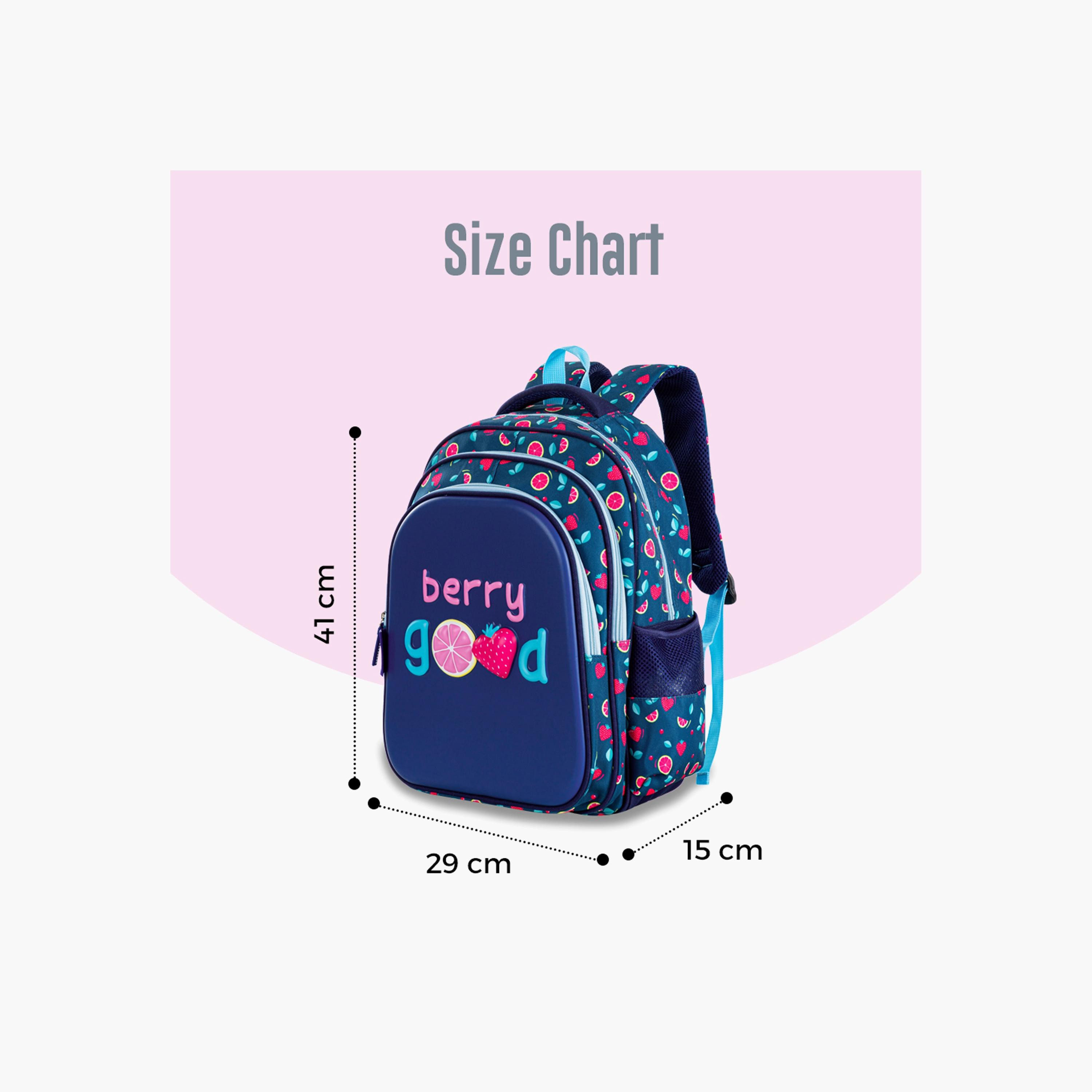 Eazy Kids Printed School Bag with Pencil Case - Berry Good - Blue - 16 Inch-school-bagsandbackpacks-sets-image-3