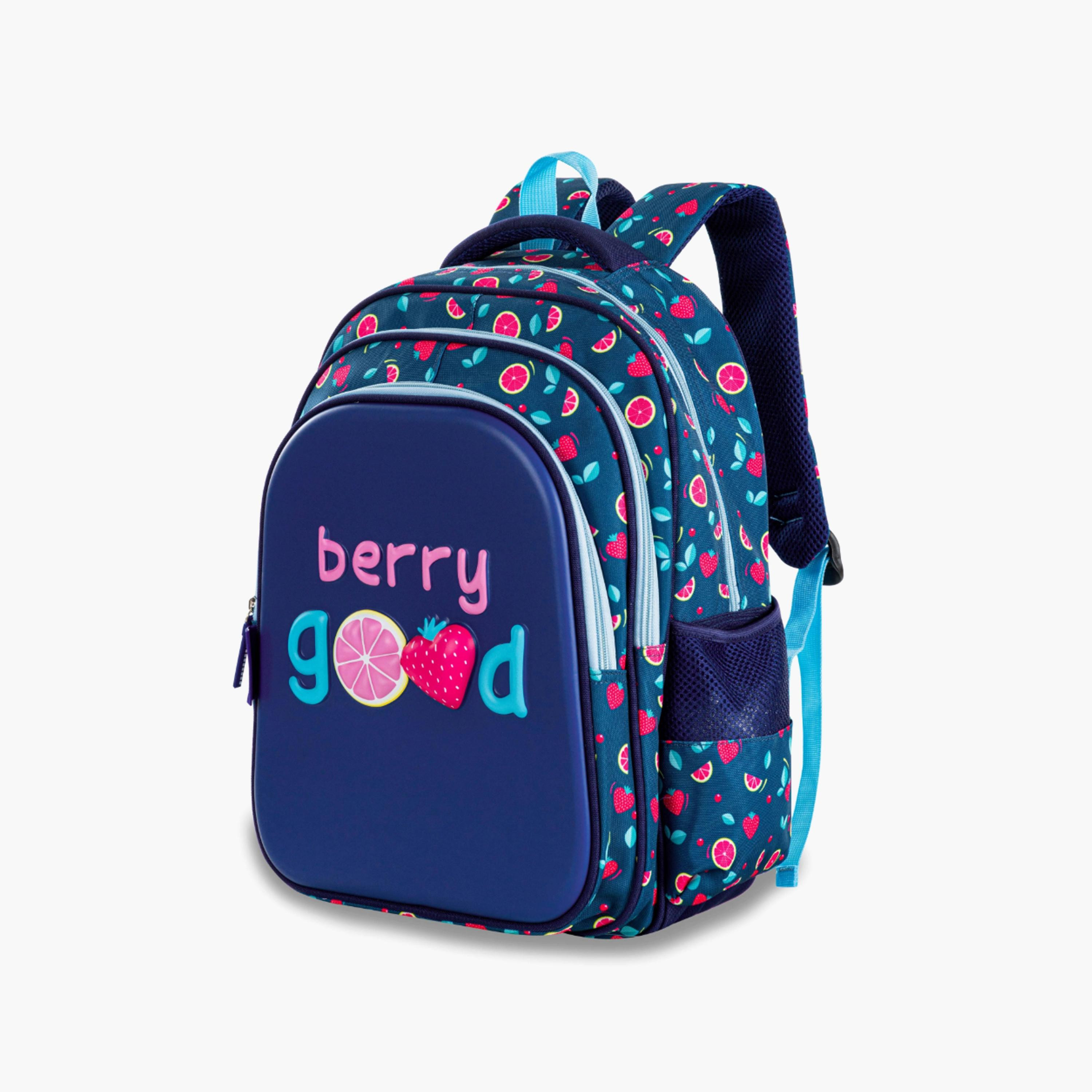 Eazy Kids Printed School Bag with Pencil Case - Berry Good - Blue - 16 Inch-school-bagsandbackpacks-sets-image-4