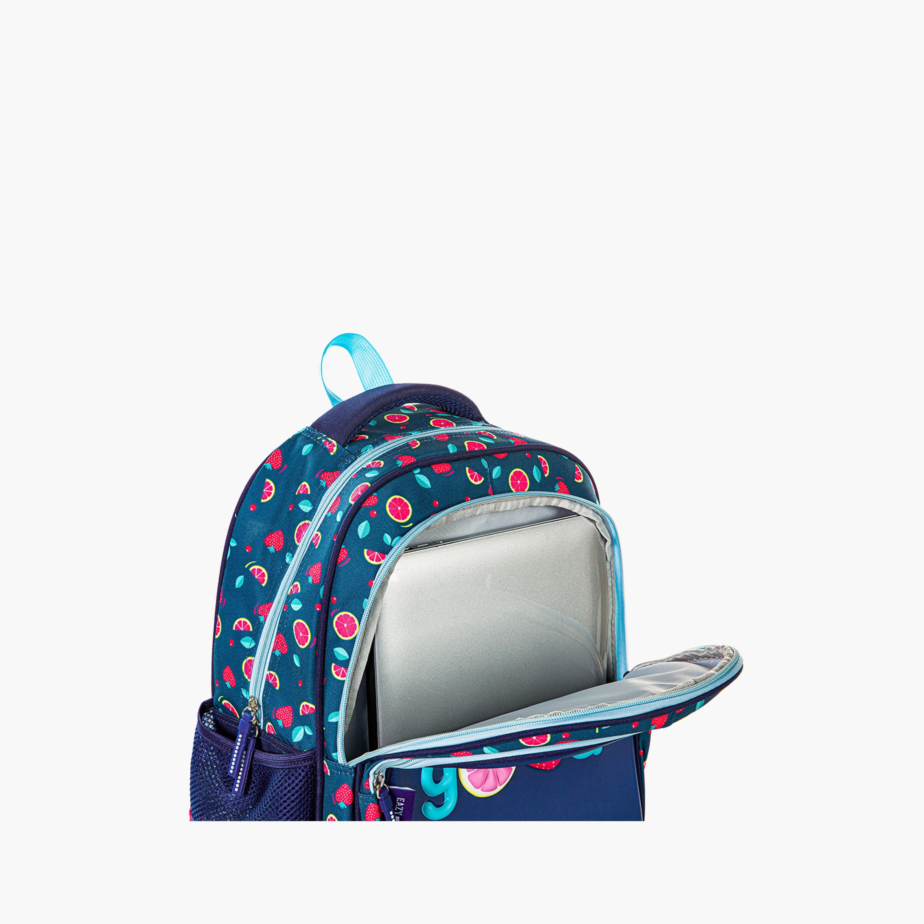 Eazy Kids Printed School Bag with Pencil Case - Berry Good - Blue - 16 Inch-school-bagsandbackpacks-sets-image-7