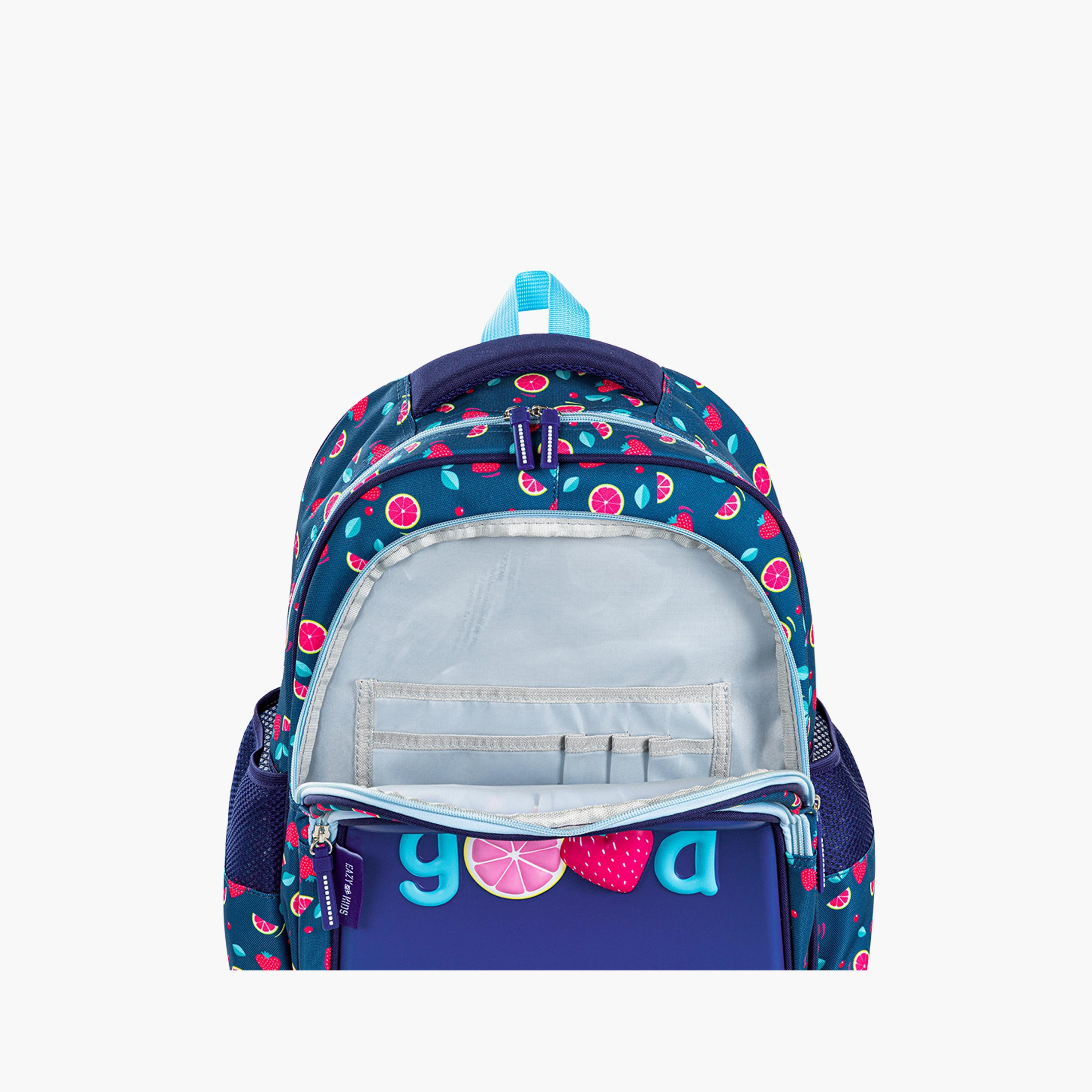 Eazy Kids Printed School Bag with Pencil Case - Berry Good - Blue - 16 Inch-school-bagsandbackpacks-sets-image-8