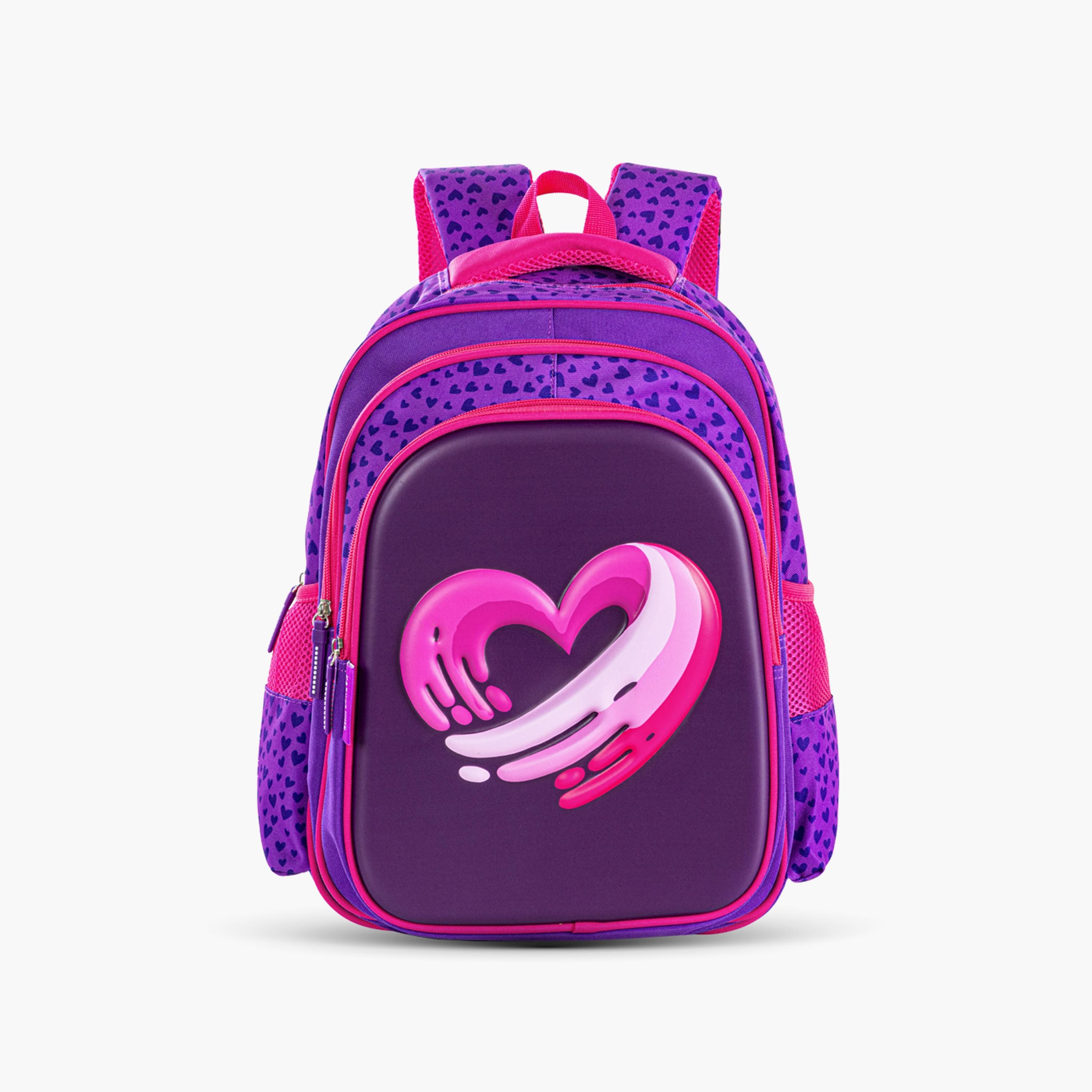 Eazy Kids Printed School Bag - Love & Hugs - Purple - 16 Inch-school-bagsandbackpacks-sets-image-1