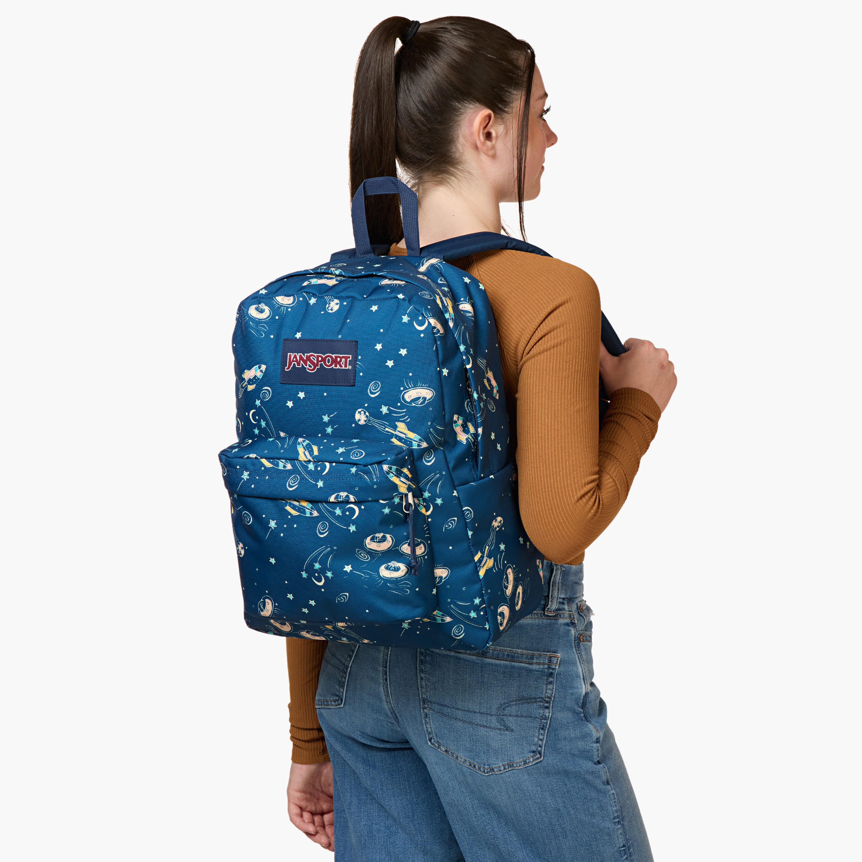 Jansport Space Print Backpack with Adjustable Straps and Zip Closure - 14x32x42 cms-school-bagsandbackpacks-backpacks-image-2