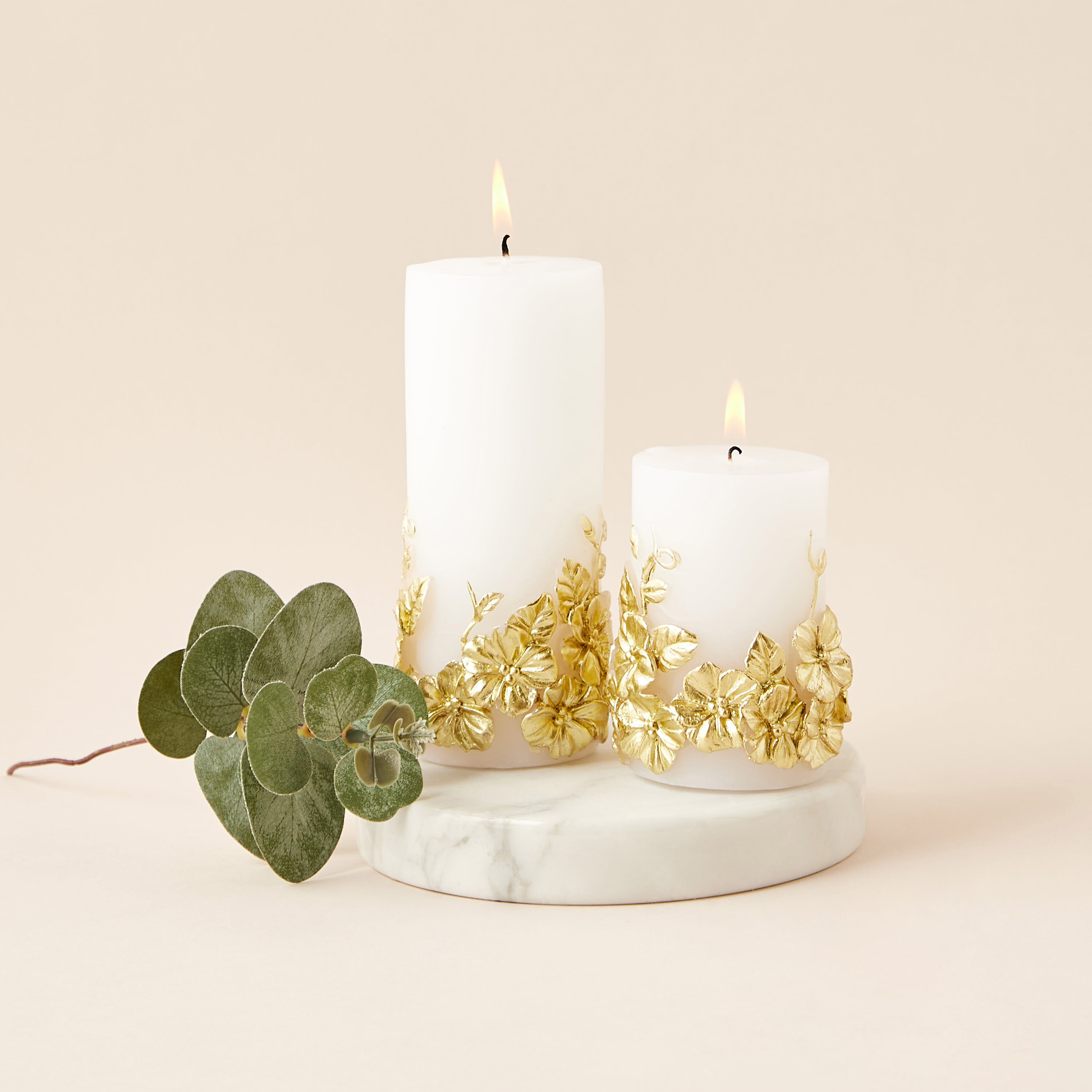Floral Embellished Unscented Decorative Pillar Candle - 15 cm-household-homefragrance-candles-image-5