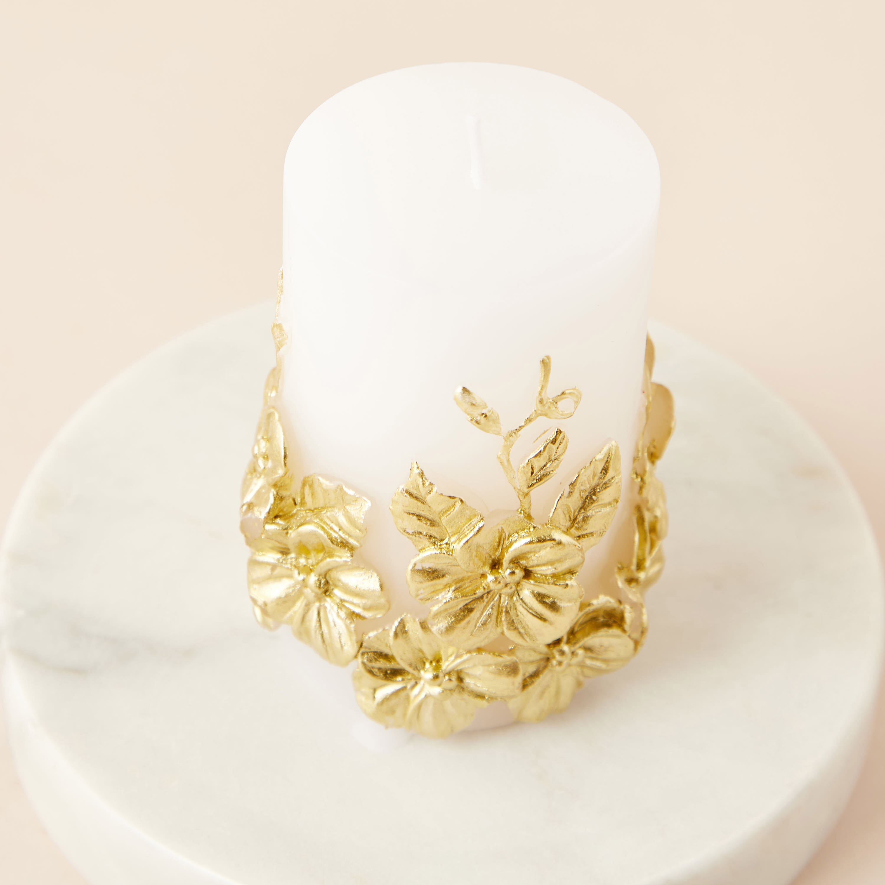 Floral Accent Unscented Decorative Pillar Candle - 9 cm-household-homefragrance-candles-image-3