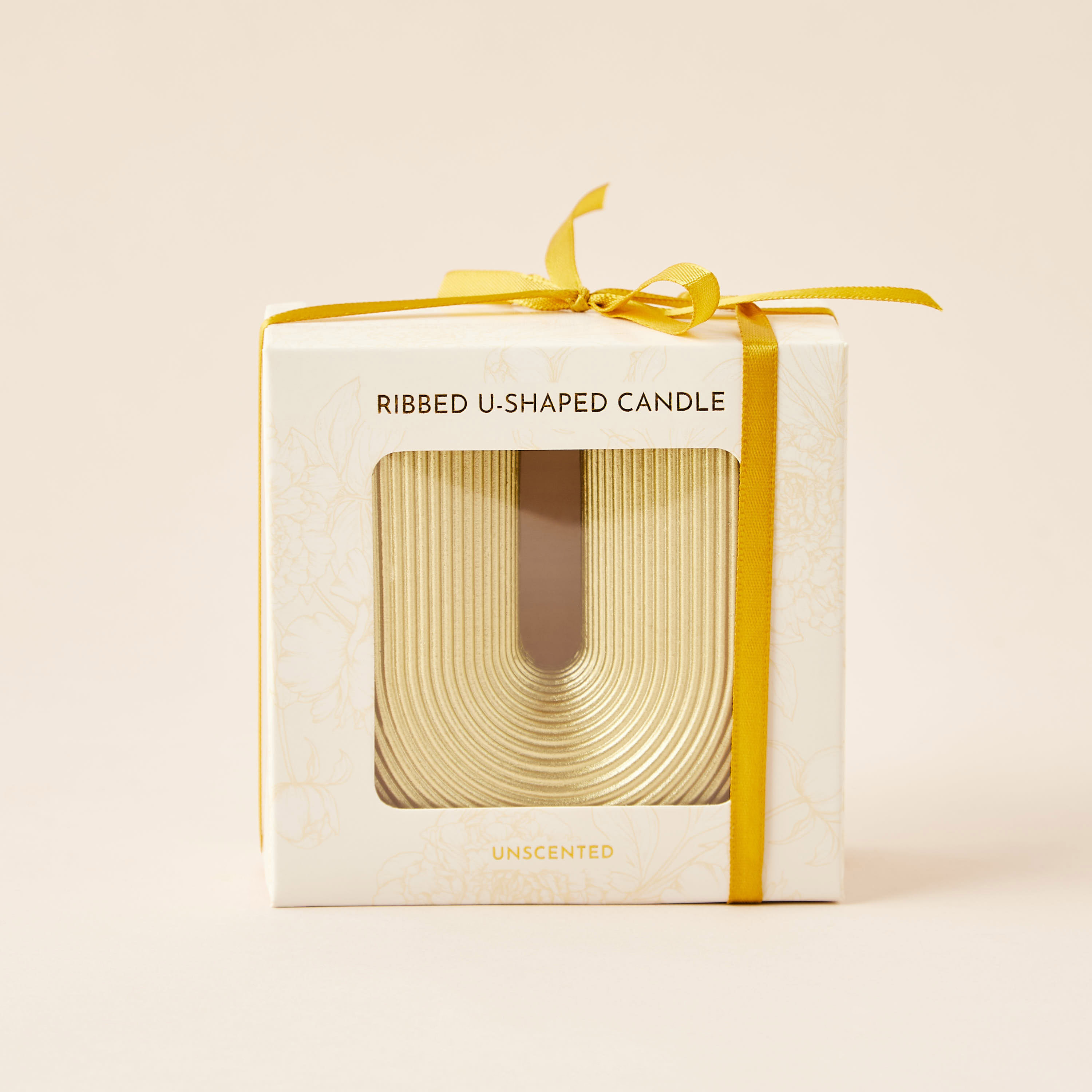 Ribbed U-Shaped Unscented Pillar Candle - 10 cm-household-homefragrance-candles-image-4