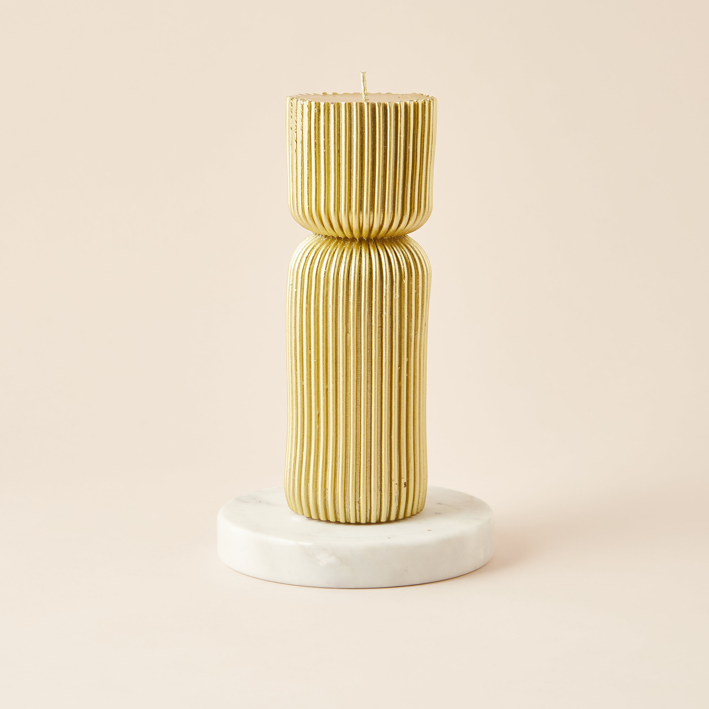 Ribbed Hourglass Unscented Pillar Candle - 23 cm-household-homefragrance-candles-image-2