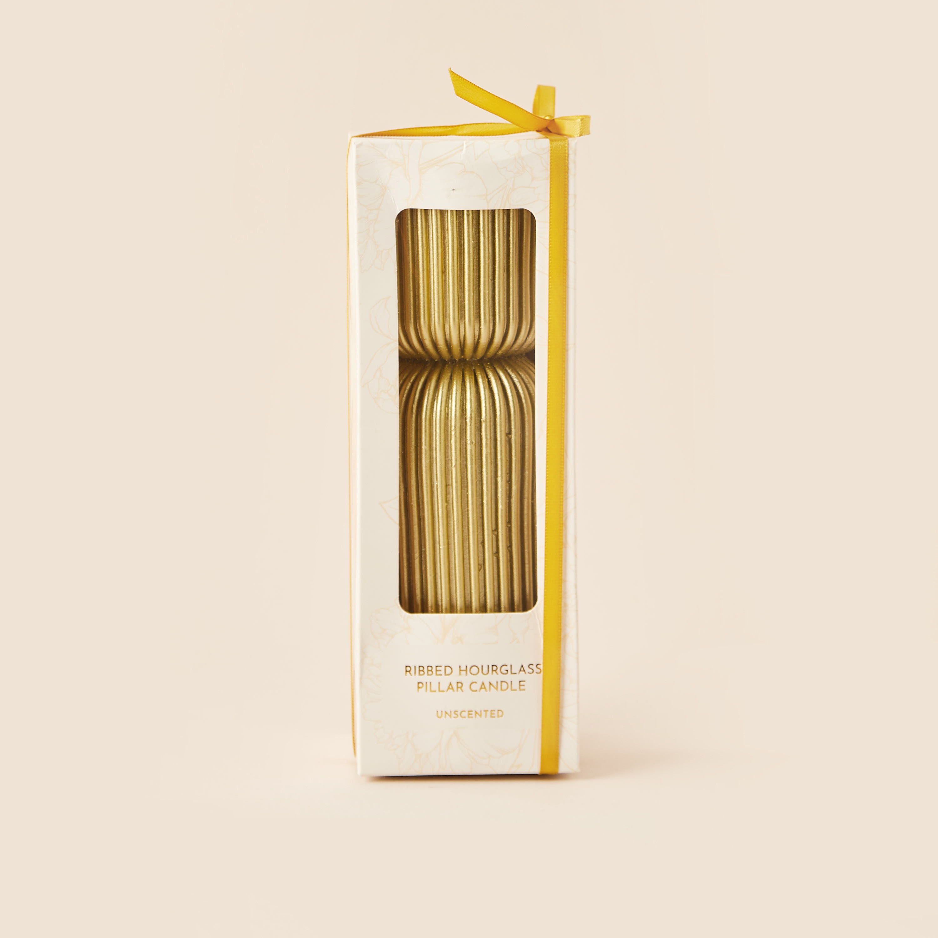 Ribbed Hourglass Unscented Pillar Candle - 23 cm-household-homefragrance-candles-image-4