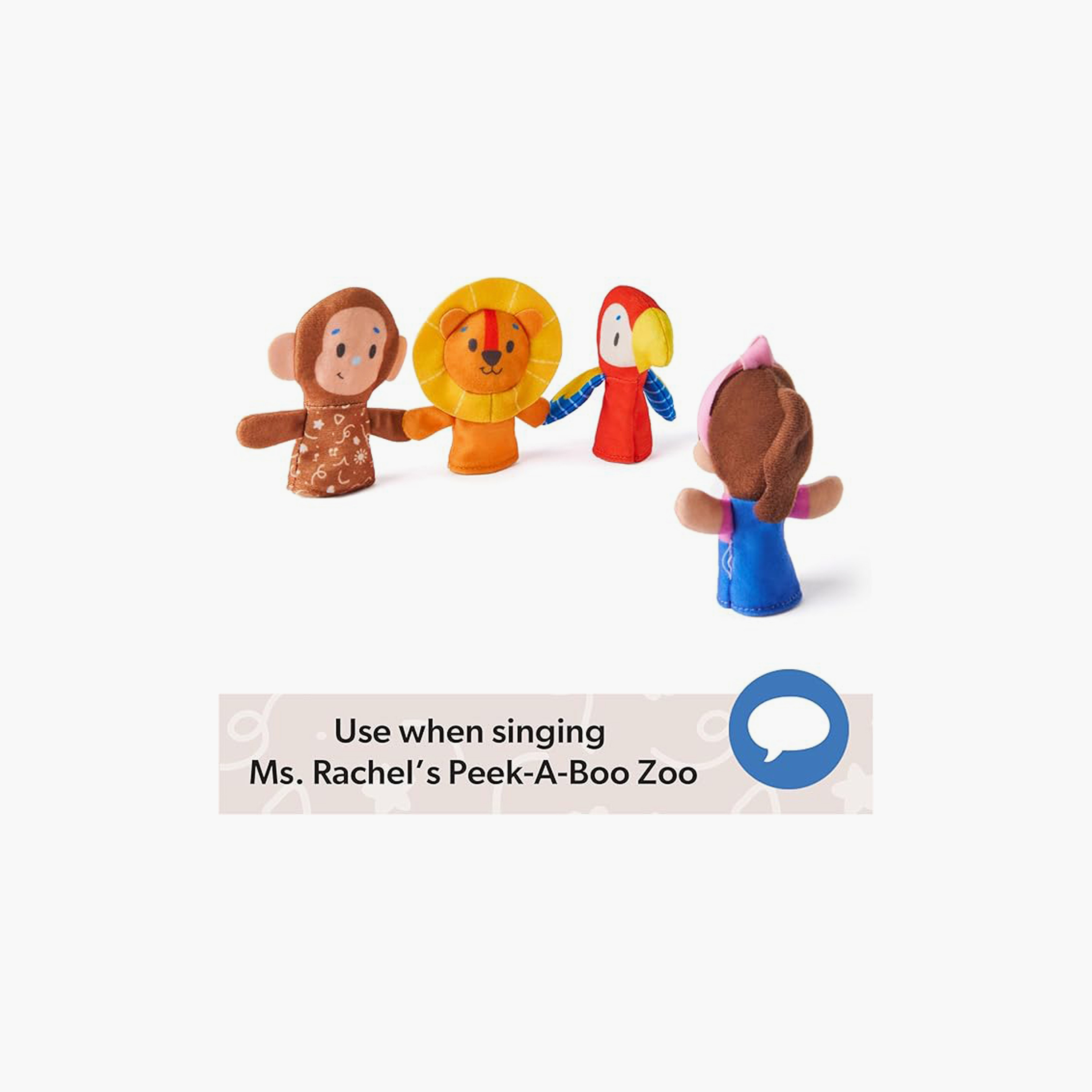 Ms. Rachel 4-Piece Finger Puppets Zoo Friends - Lion, Ms. Rachel, MonkeSpin Mastery & Parrot-toys-babyandtoddlertoys-learningtoys-image-2
