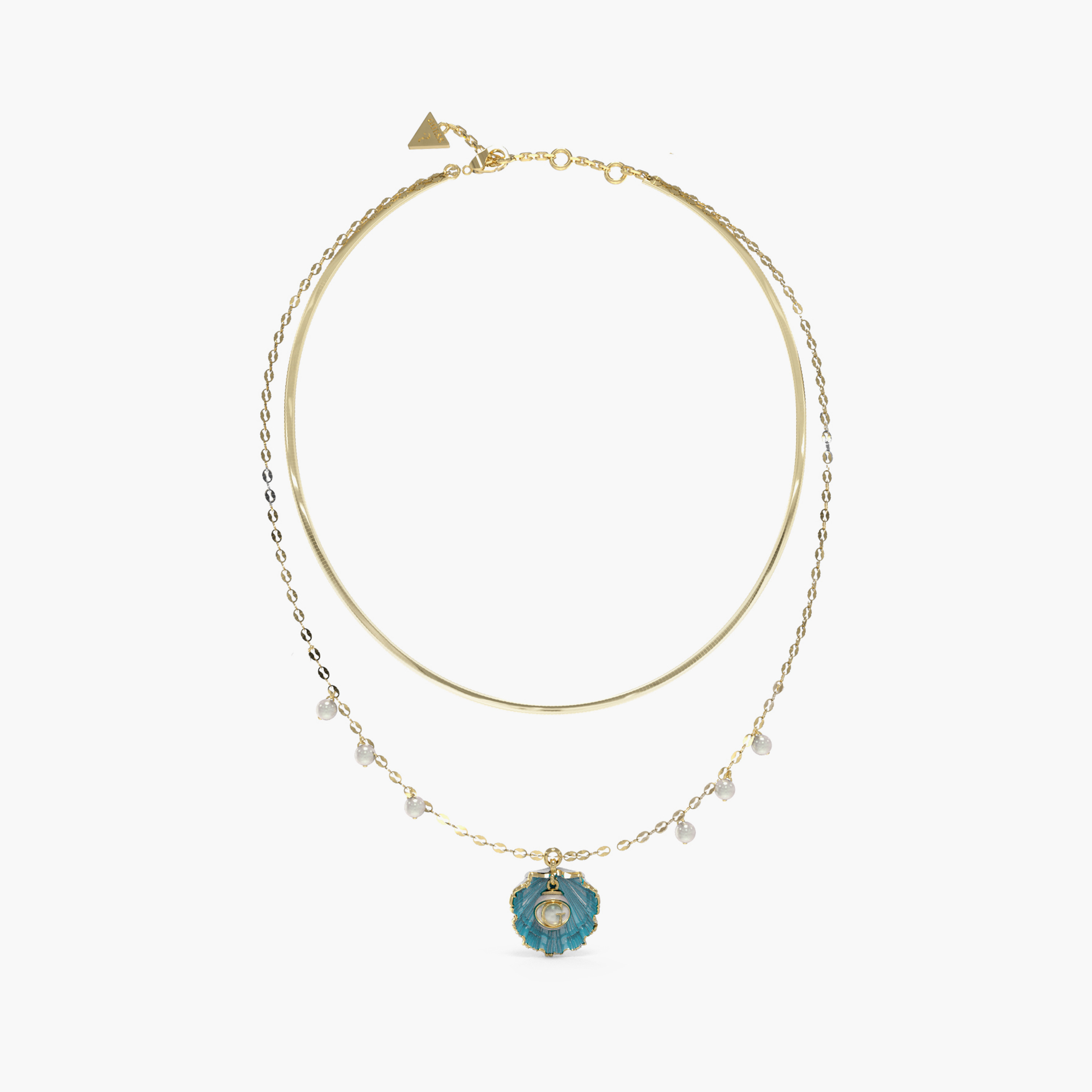 Guess Seashell Women Pearl Layered Pendant Necklace Stainless Steel | JUBN05129JWYGLBT-women-watchesandjewellery-jewellery-necklacesandpendants-image-1