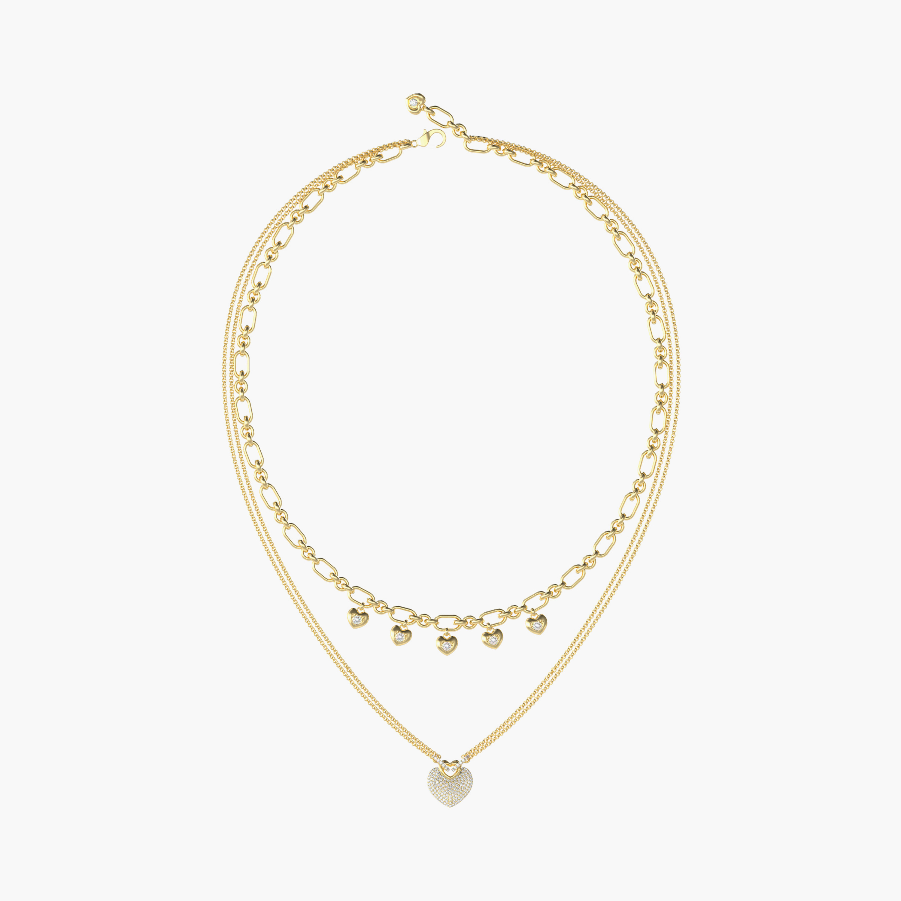 Guess Crazy In Love Women Embellished Layered Charm and Pendant Necklace Stainless Steel | JUBN05208JWYGT-women-watchesandjewellery-jewellery-necklacesandpendants-image-1