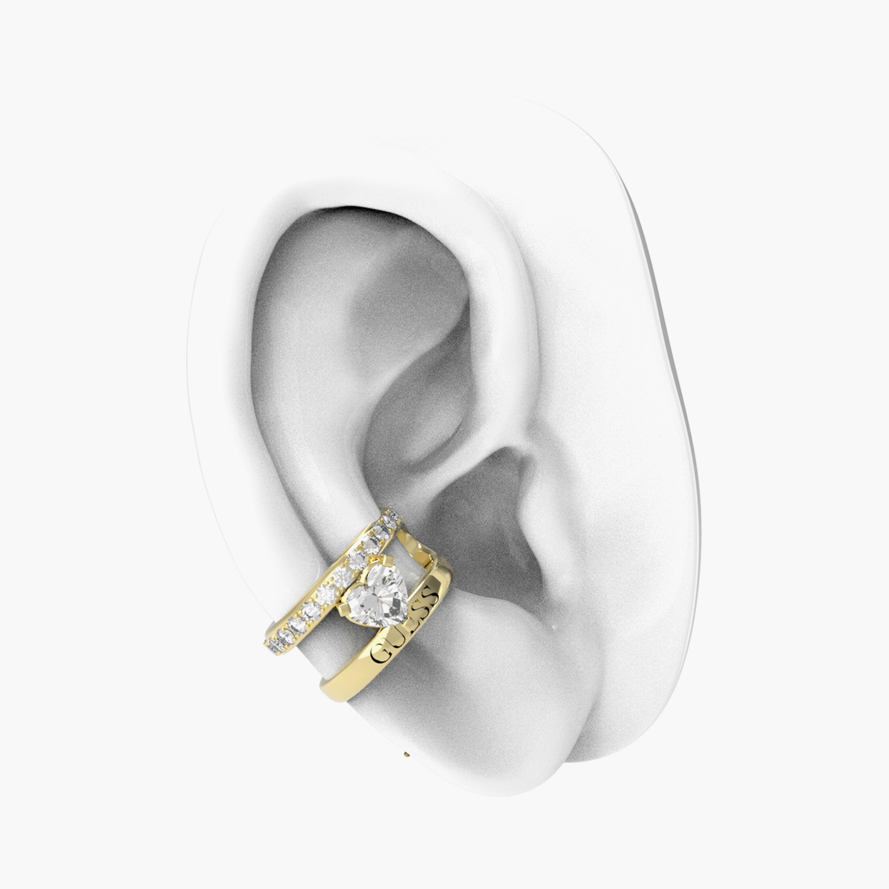Guess M'Ama Non M'Ama Women Gold Embellished Ear Cuff Earrings Stainless Steel | JUBE04660JWYGT-women-watchesandjewellery-jewellery-earrings-image-1