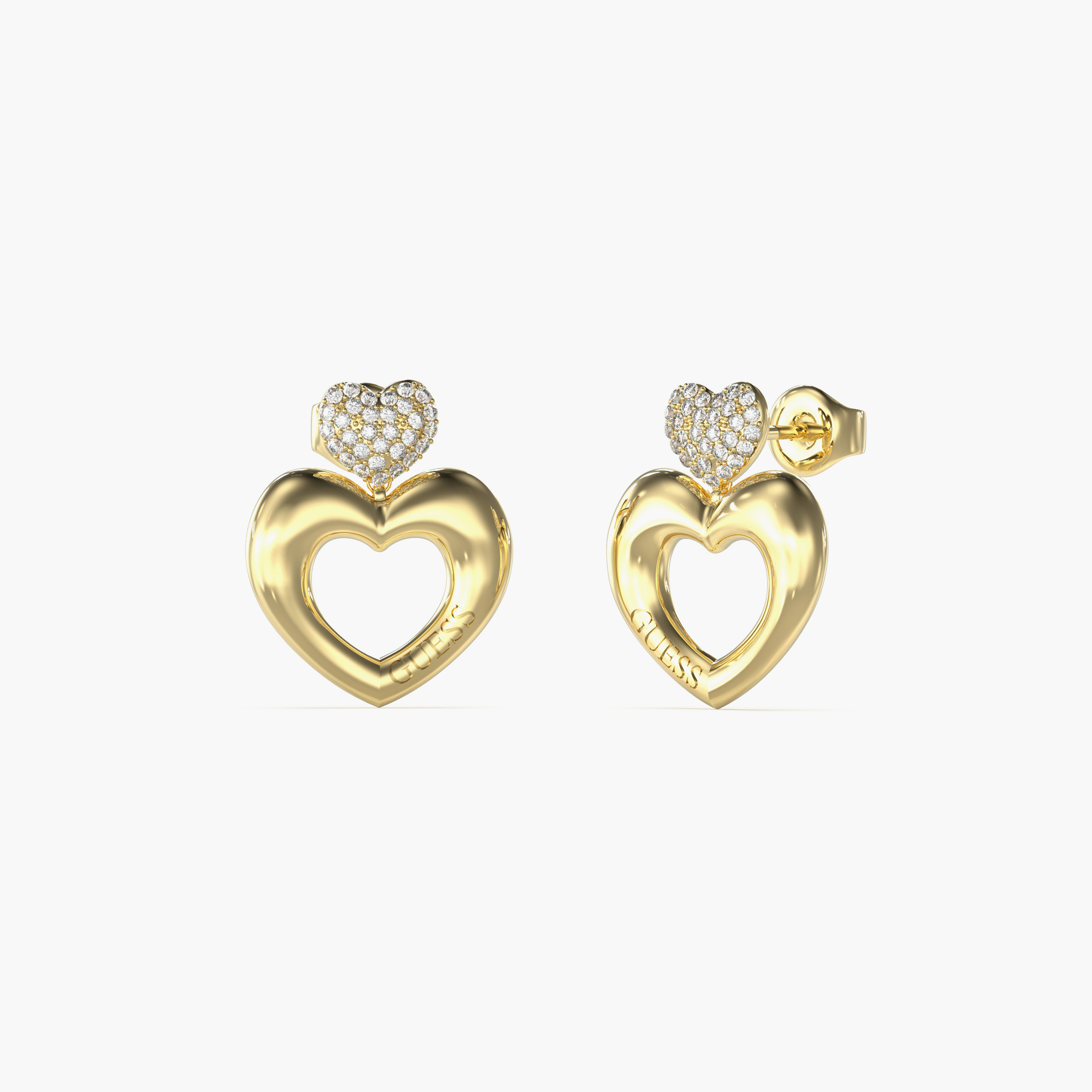 Guess Crazy In Love Women Gold Embellished Drop Earrings Stainless Steel | JUBE05209JWYGT-women-watchesandjewellery-jewellery-earrings-image-1