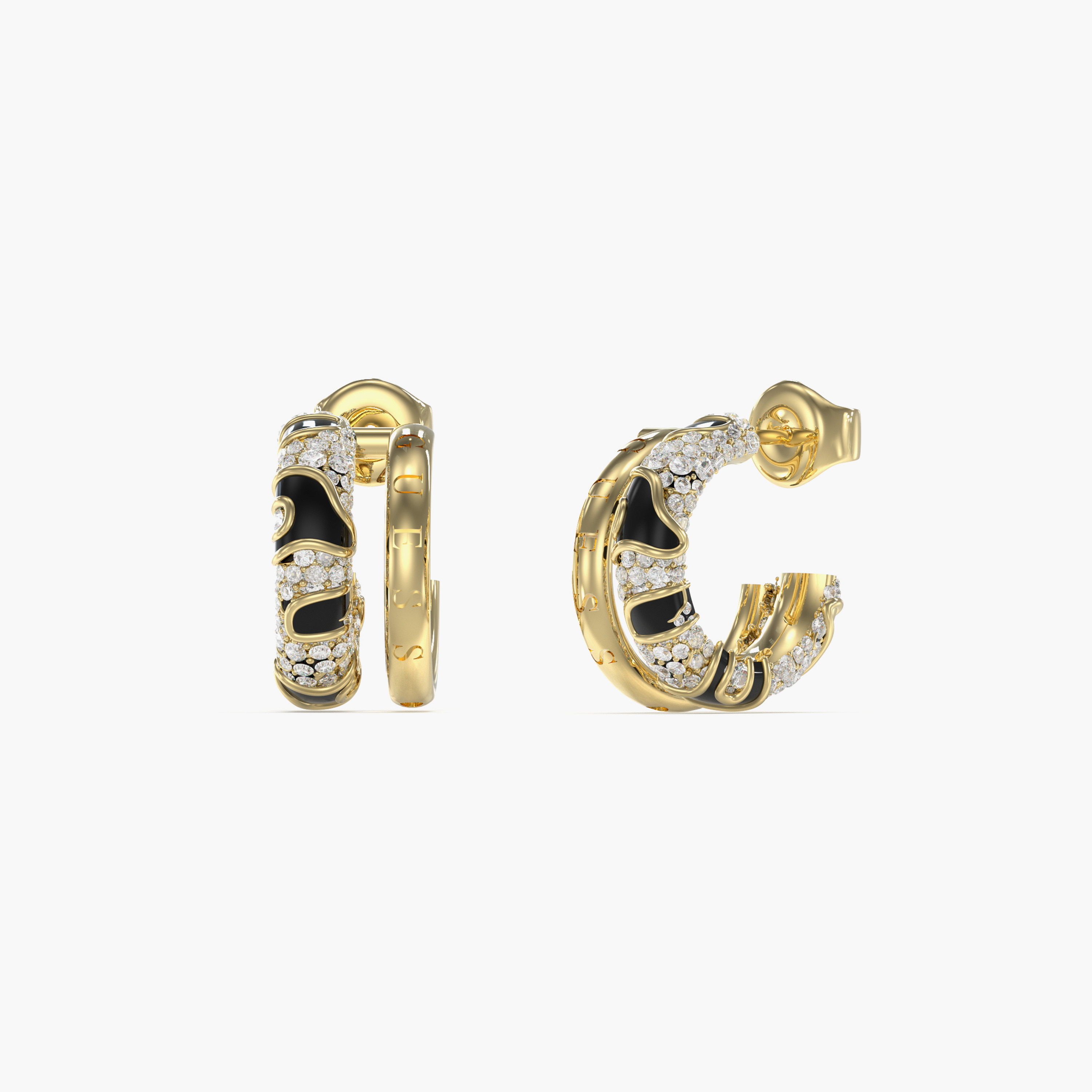 Guess Fabulous Me Women Gold Embellished Half Hoop Earrings Stainless Steel | JUBE05193JWYGBKT-women-watchesandjewellery-jewellery-earrings-image-1