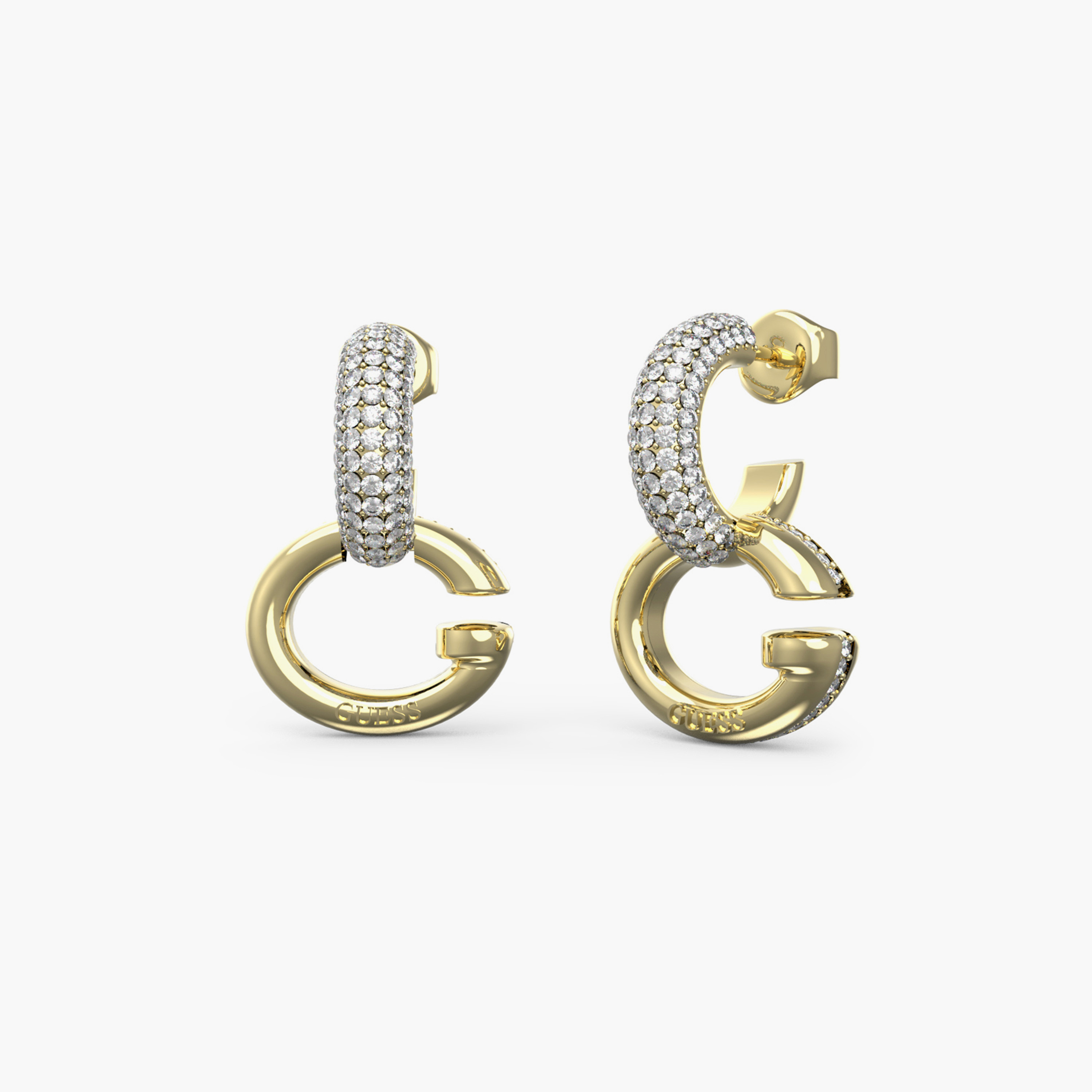 Guess Oh My G Women Gold Embellished Hoop Earrings Stainless Steel | JUBE04521JWYGT-women-watchesandjewellery-jewellery-earrings-image-1
