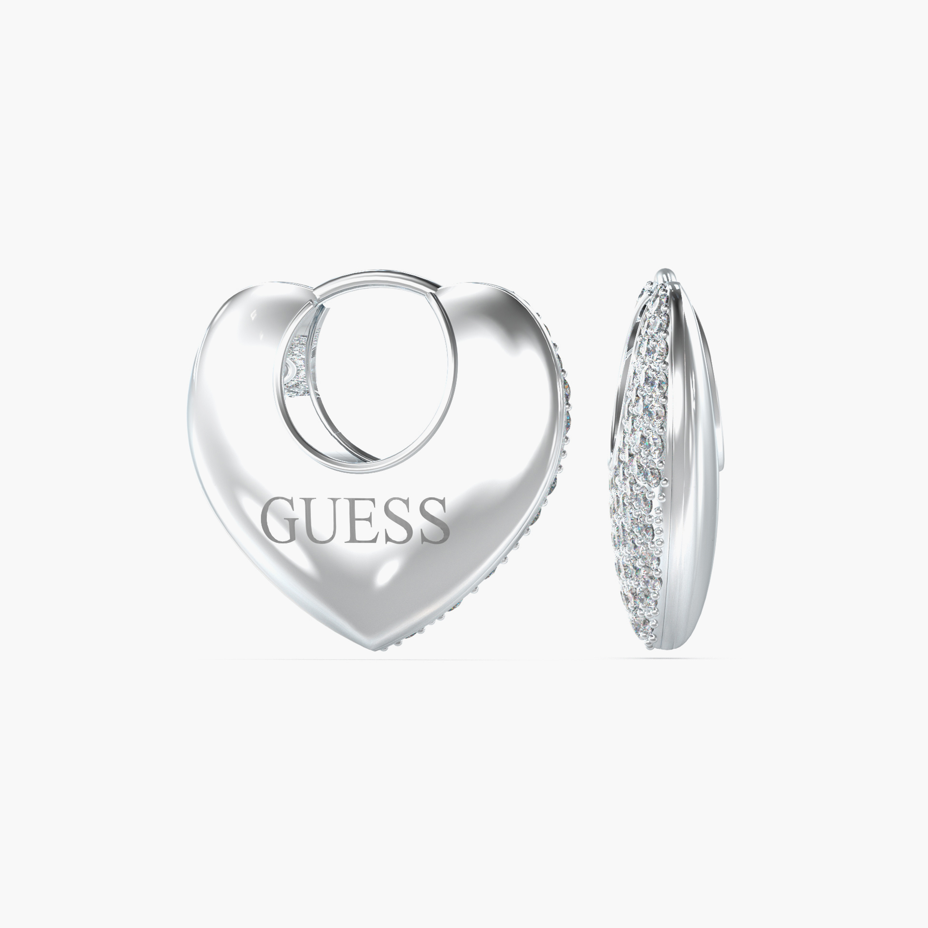 Guess Crazy In Love Women Embellished Huggie Hoop Earrings Stainless Steel | JUBE05207-women-watchesandjewellery-jewellery-earrings-image-1