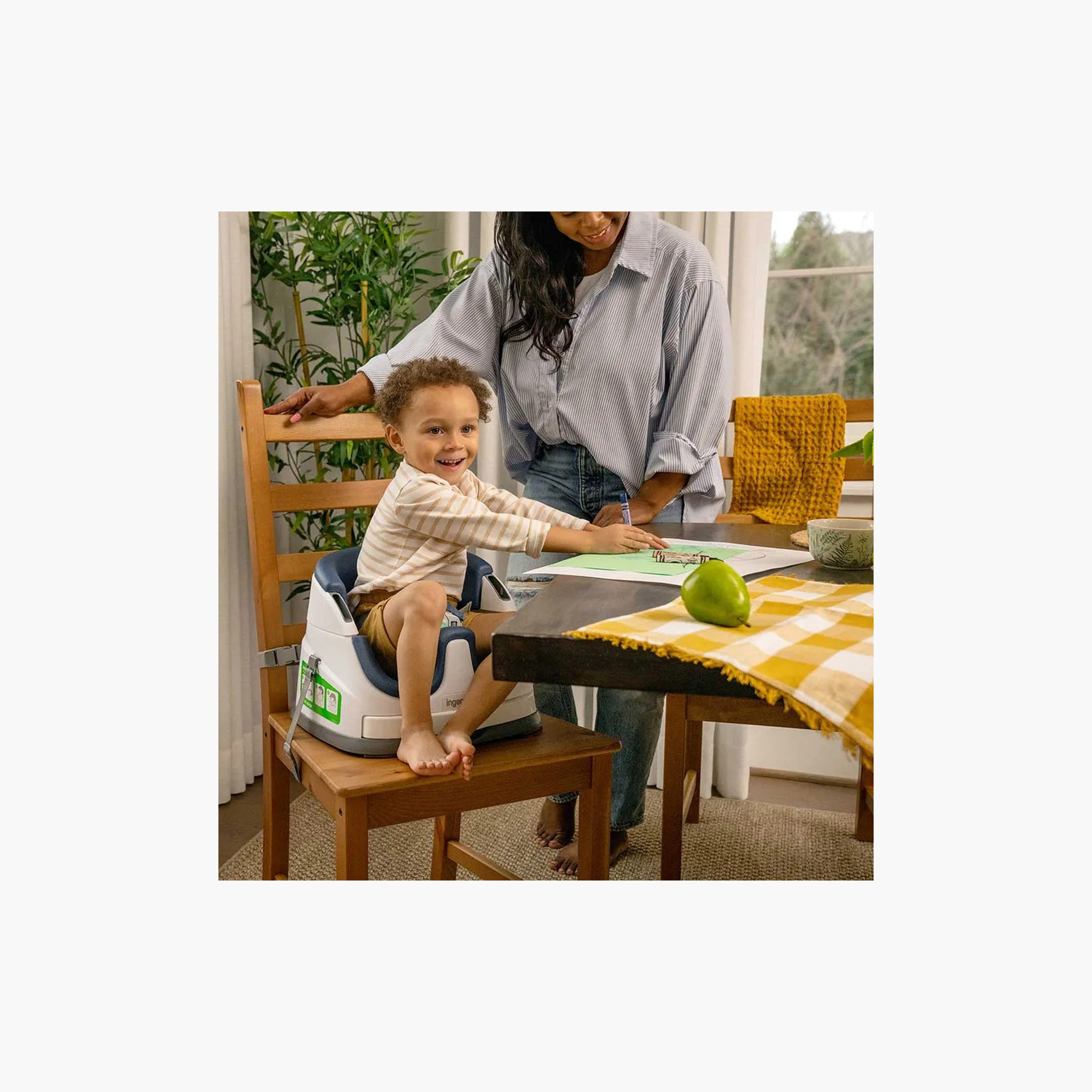 Ingenuity Baby Base 2-in-1 Booster Feeding & Floor Seat with Self-Storing Tray - Night Sky-baby-feeding-highchairsandboosters-image-2