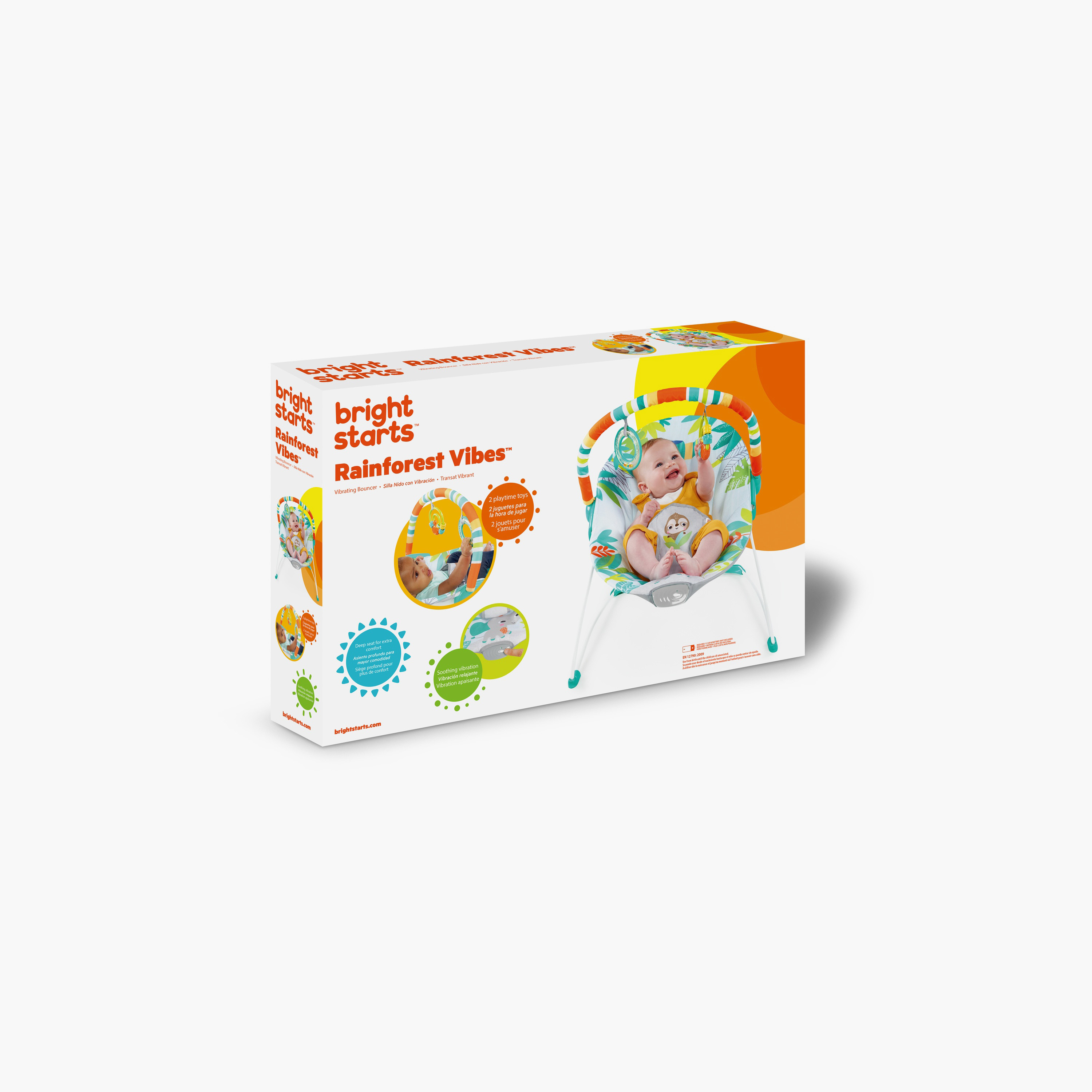 Bright Starts Rainforest Vibes Vibrating Bouncer with Hanging Toys - Newborns+-baby-infantactivity-bouncers-image-4