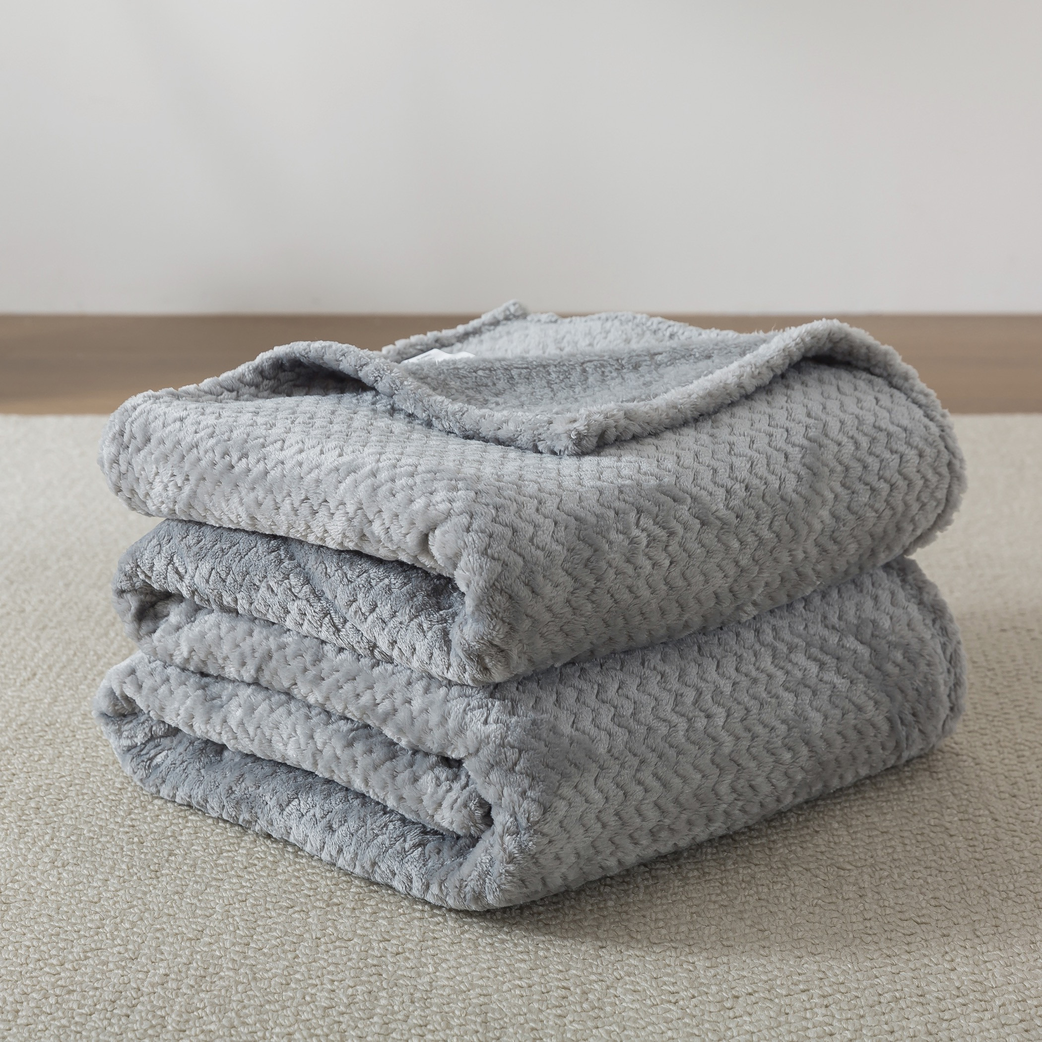 Karleen Decor Jacquard Blanket Plush Grey-household-bedding-blankets-image-1