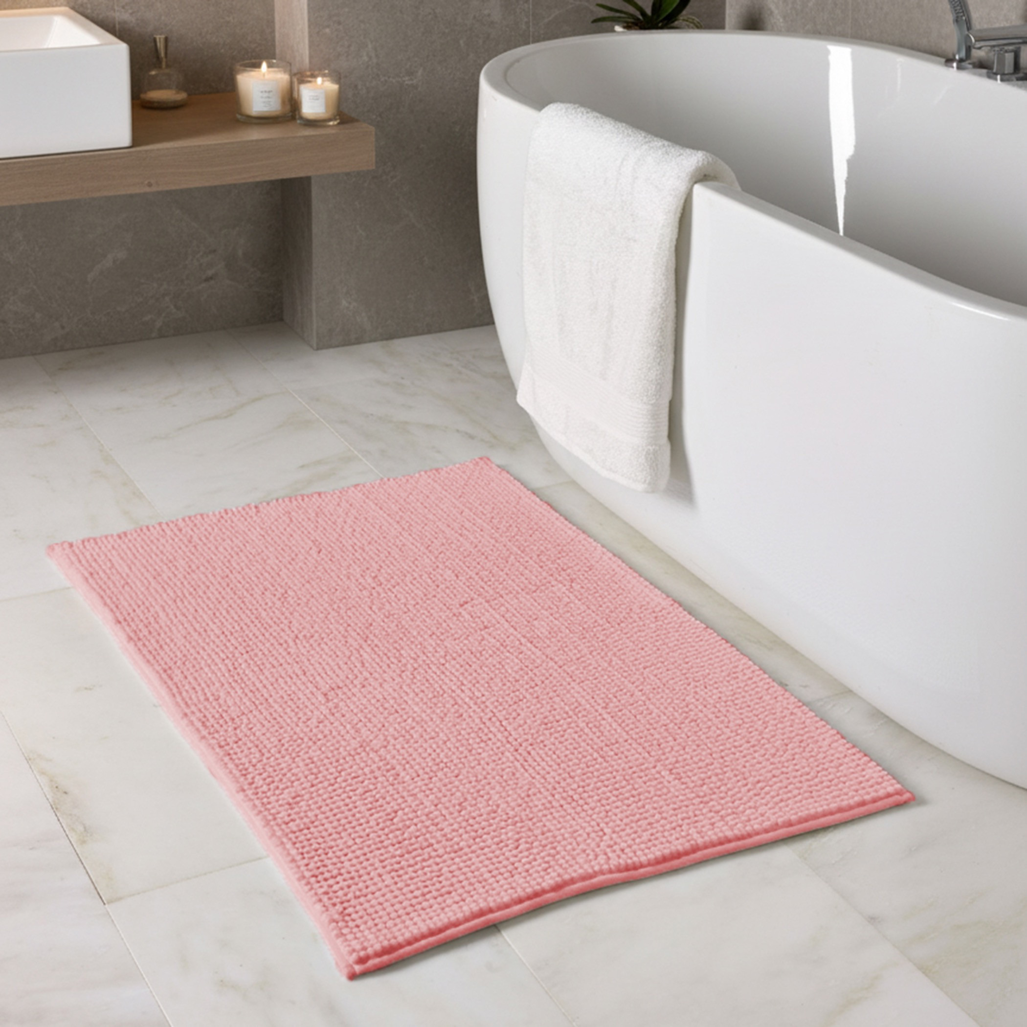 كارلين ديكور روب حمام مخملي مضلع رمادي-household-bathandlaundry-bathlinen-bathmatsandtubmats-image-2