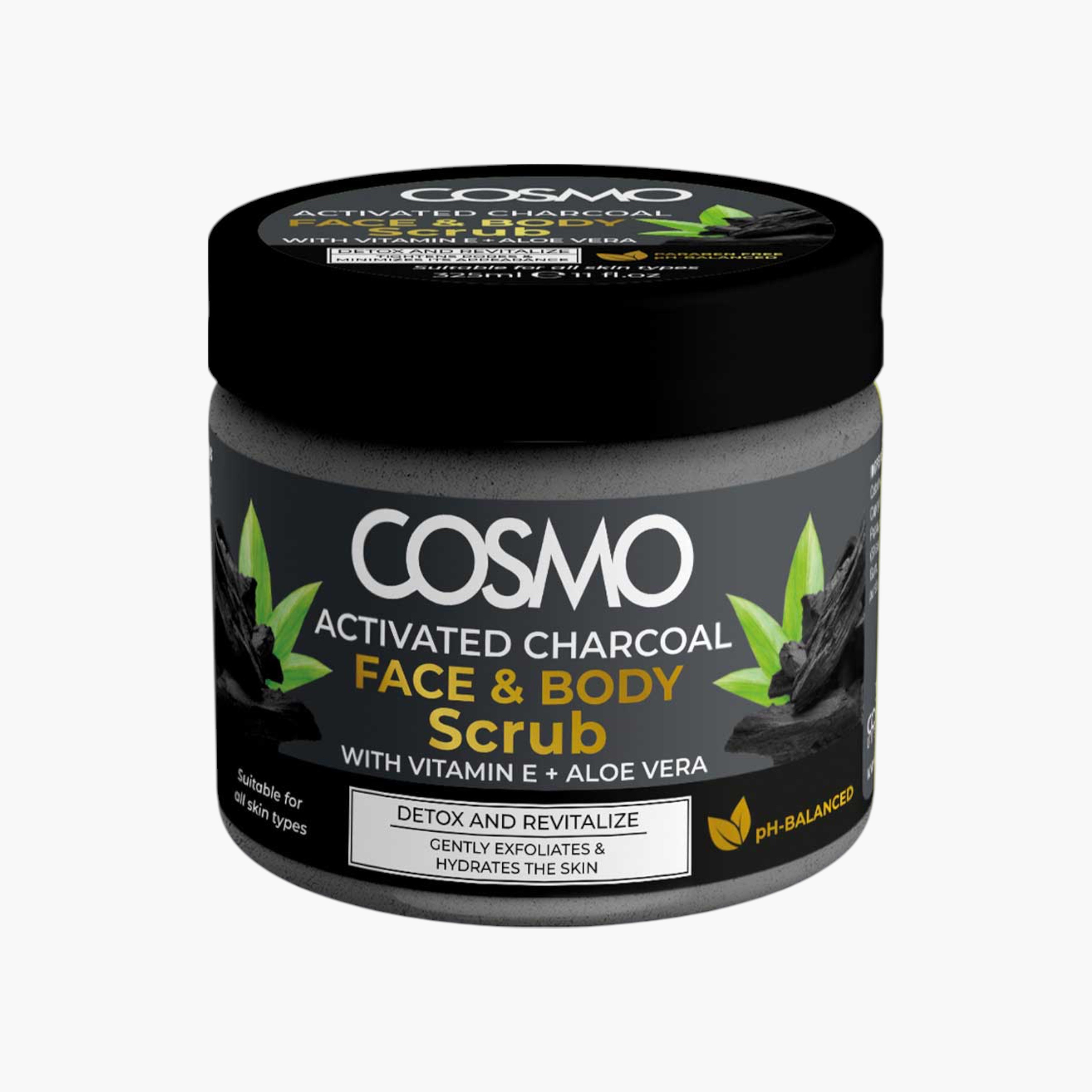 Cosmo Activated Charcoal Face and Body Scrub - 325 ml-beautyandpersonalcare-bathandbody-bathandshower-scrubs-image-1