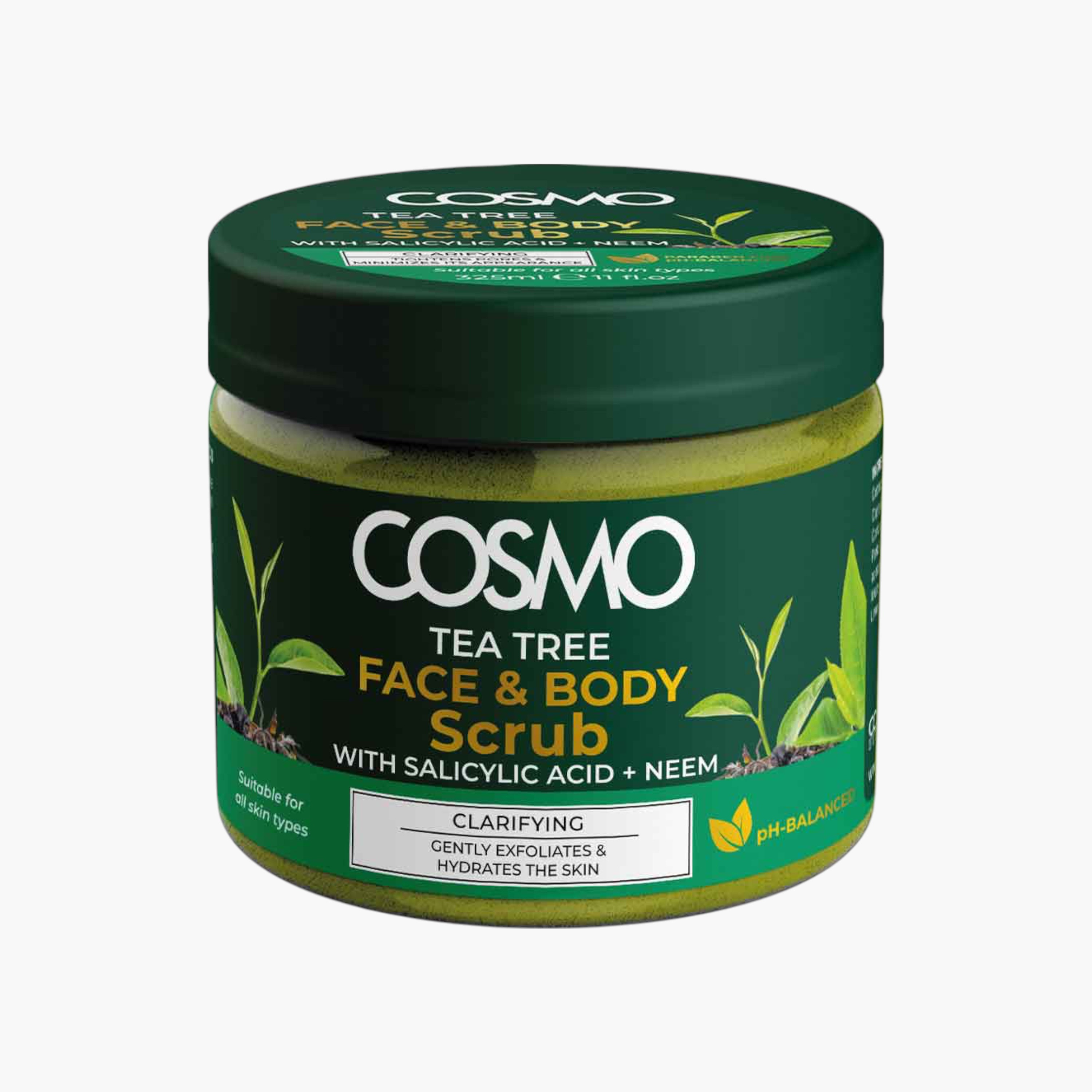 Cosmo Tea Tree Face and Body Scrub - 325 ml-beautyandpersonalcare-bathandbody-bathandshower-scrubs-image-1