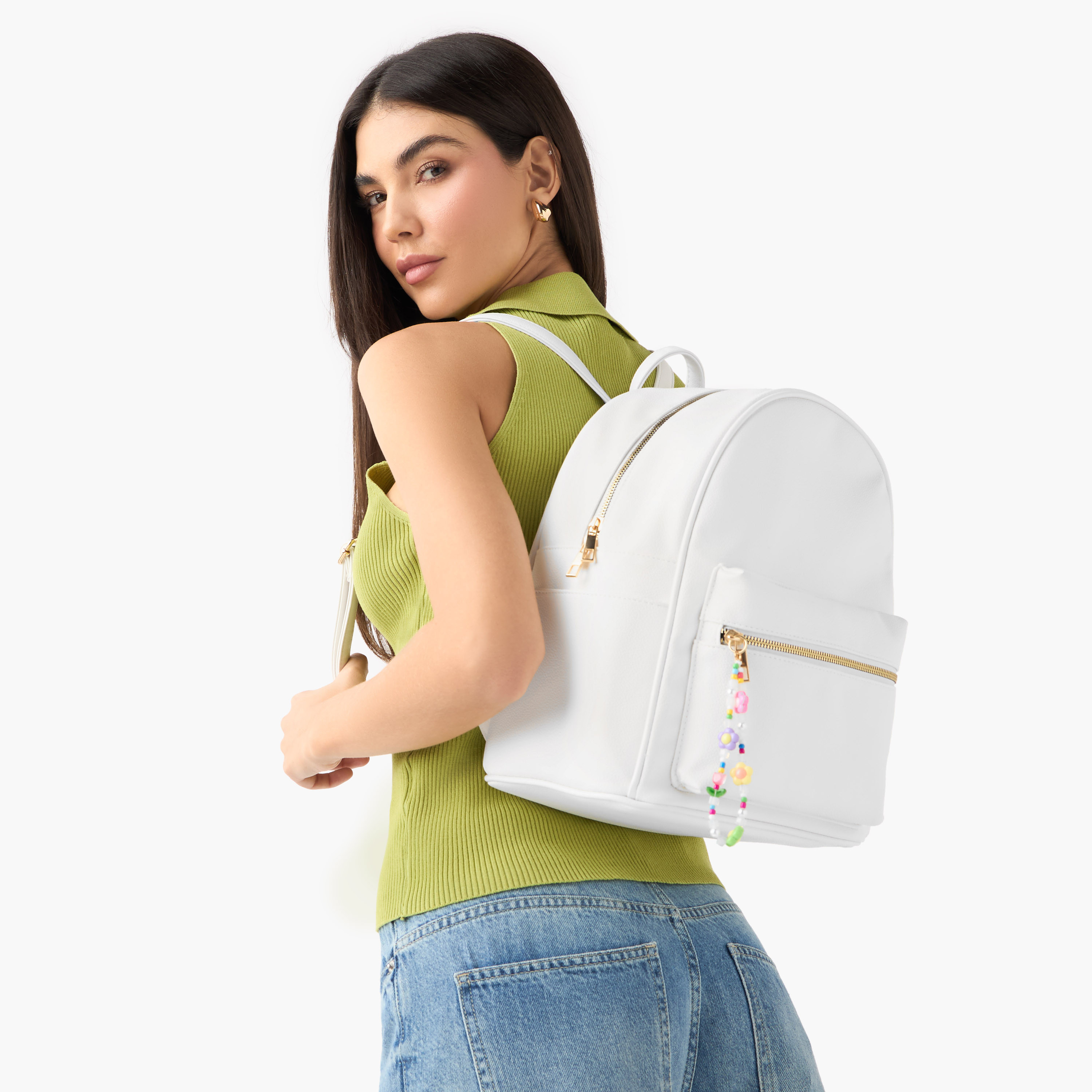 Mistotes Charm Accent Backpack with Adjustable Shoulder Straps-women-bagsandwallets-backpacks-image-2
