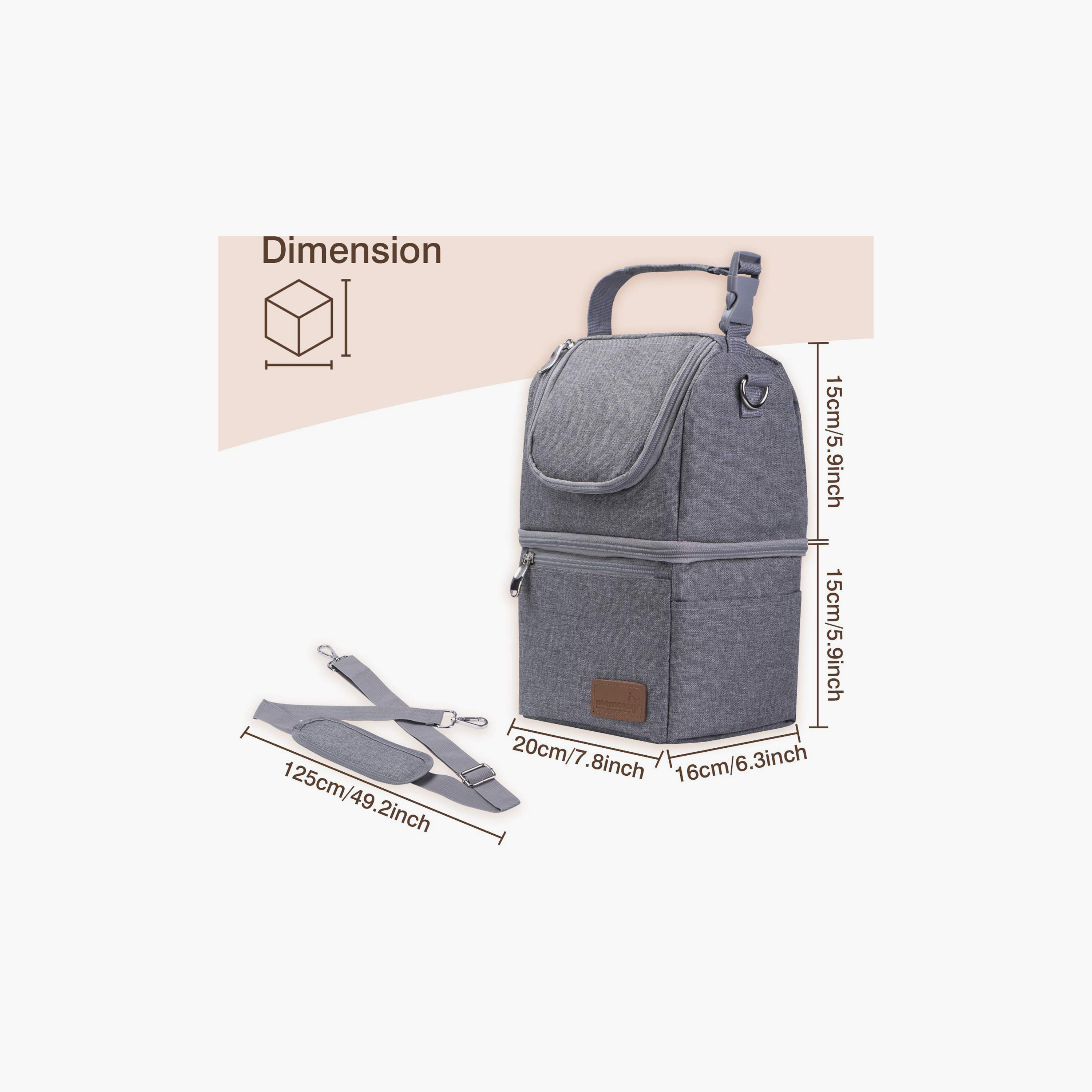 Momcozy Multi-Function Insulated Breastmilk Cooler Bag - Grey-baby-feeding-breastfeedingandcare-image-3
