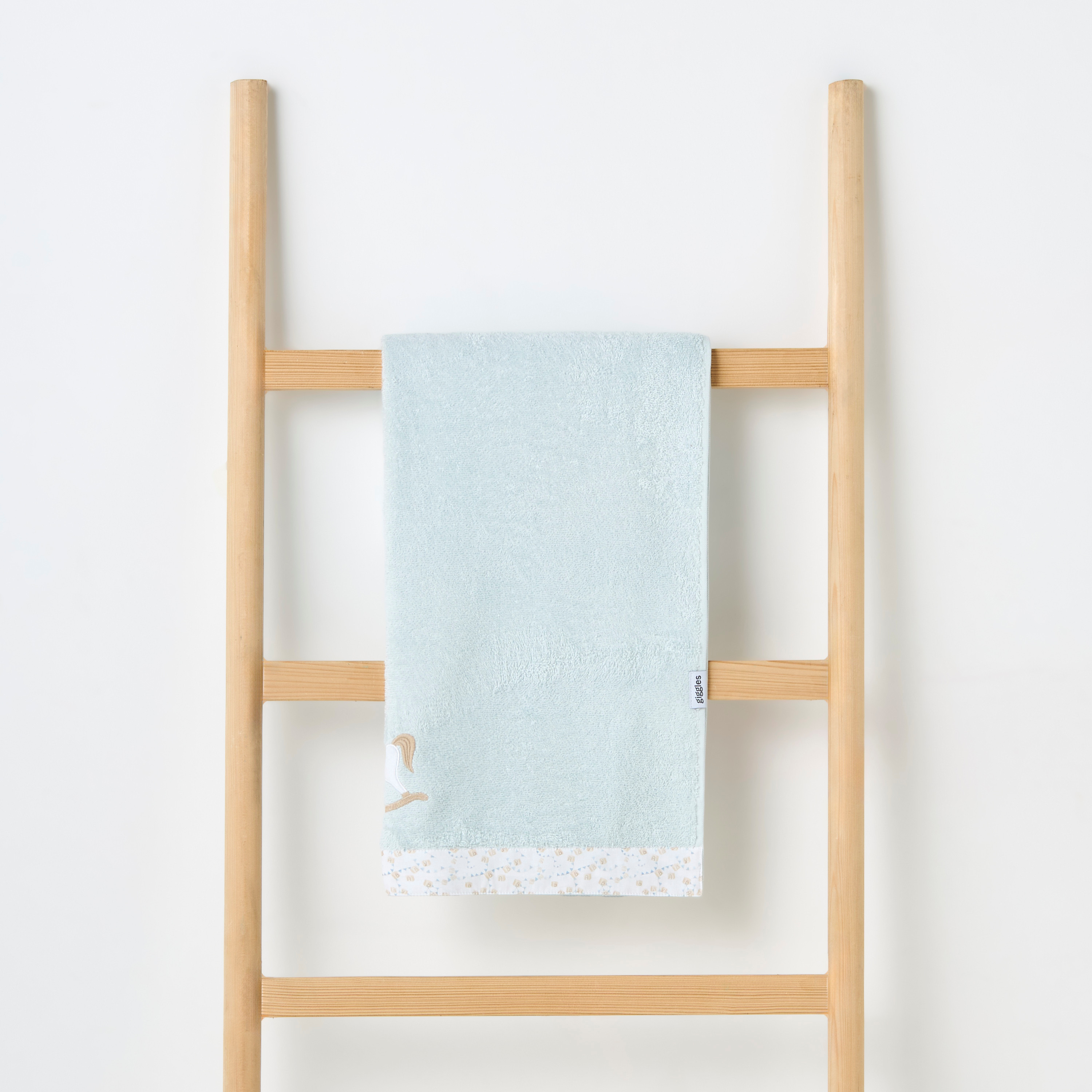 Turkish Cotton Towel with Rocking Horse applique - Blue-baby-bathandcare-towels-image-2