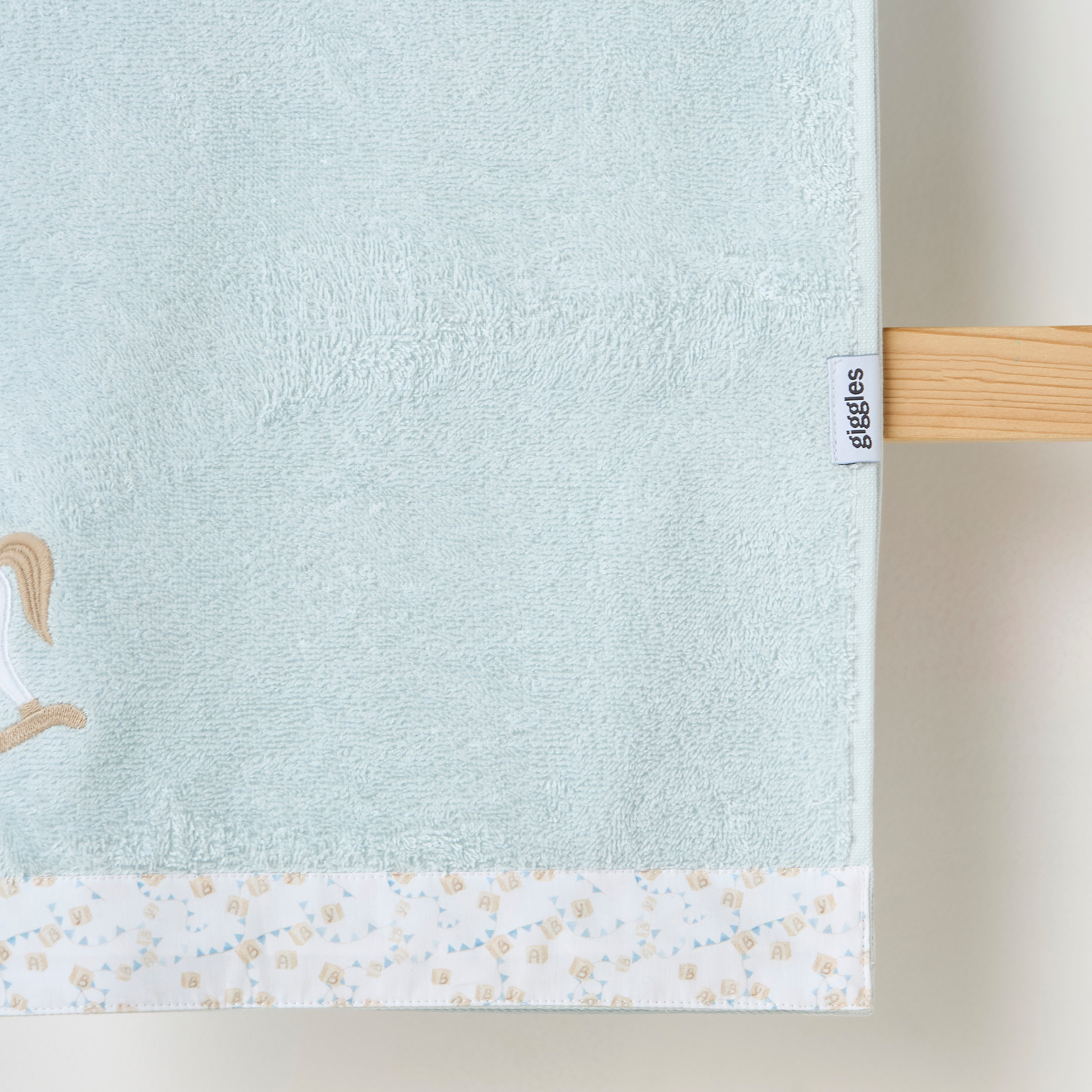 Turkish Cotton Towel with Rocking Horse applique - Blue-baby-bathandcare-towels-image-4