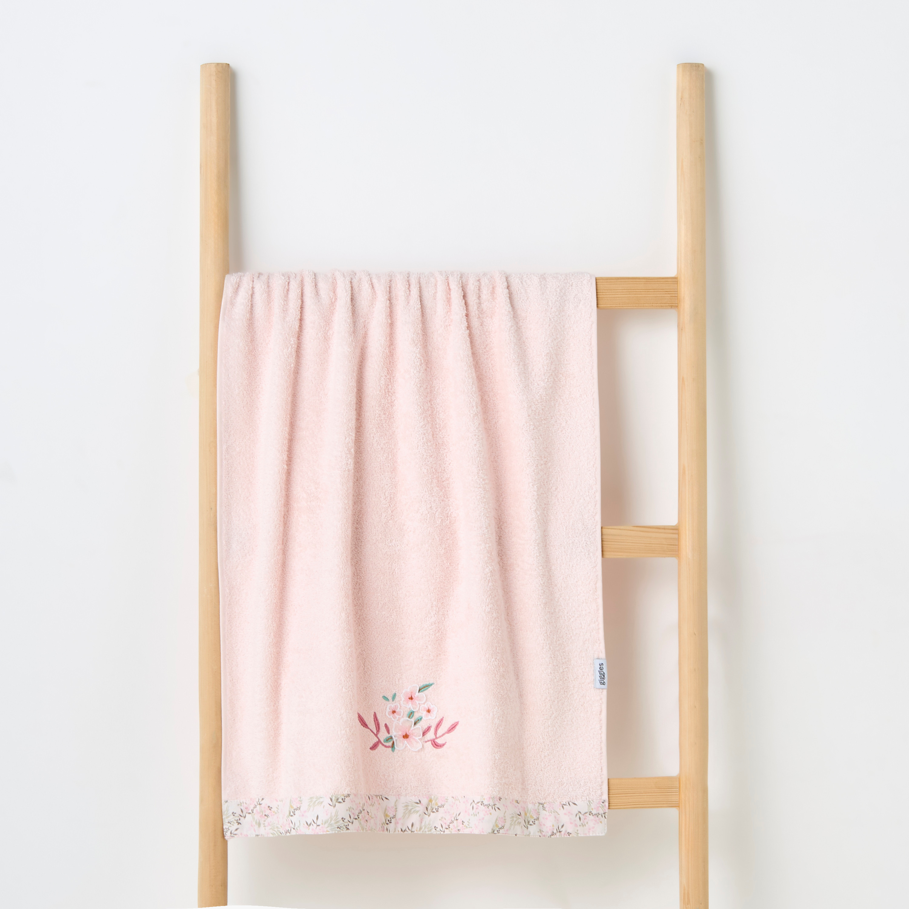 Turkish Cotton Towel with Floral applique - Blush-baby-bathandcare-towels-image-1