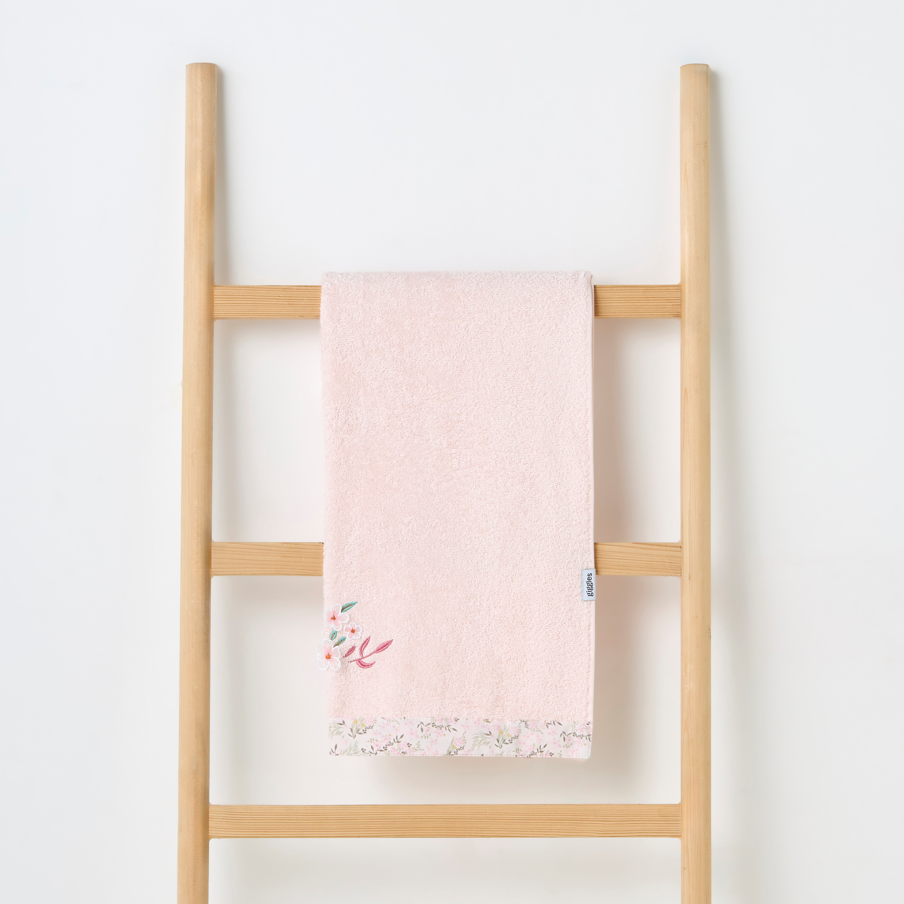 Turkish Cotton Towel with Floral applique - Blush-baby-bathandcare-towels-image-2