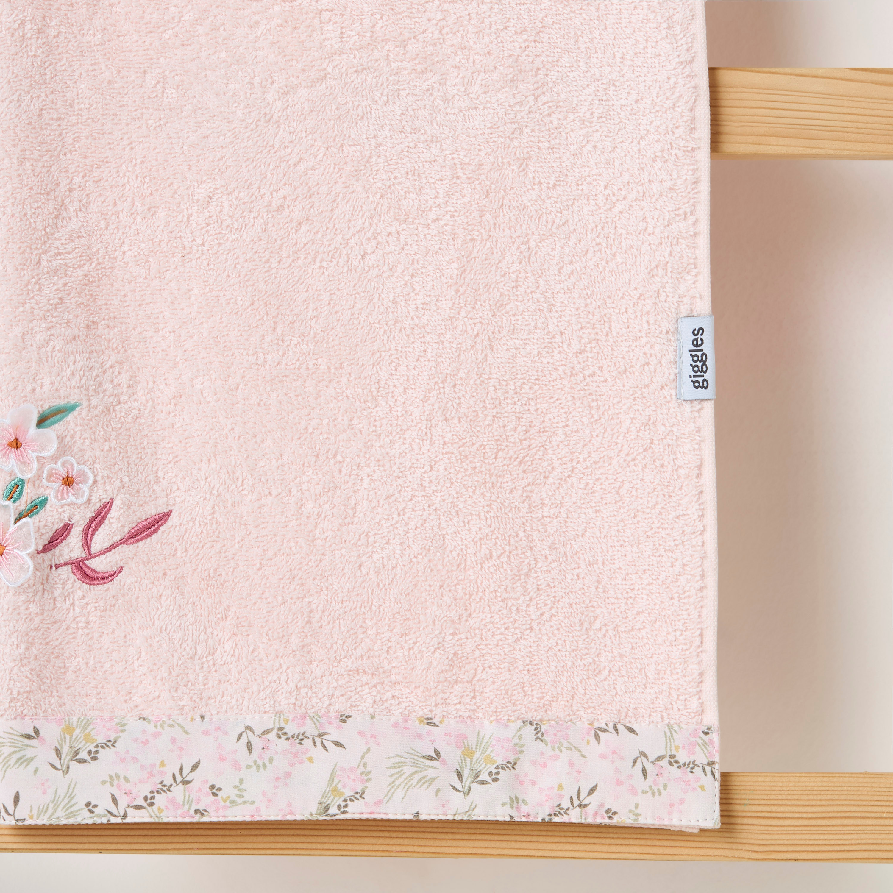 Turkish Cotton Towel with Floral applique - Blush-baby-bathandcare-towels-image-4