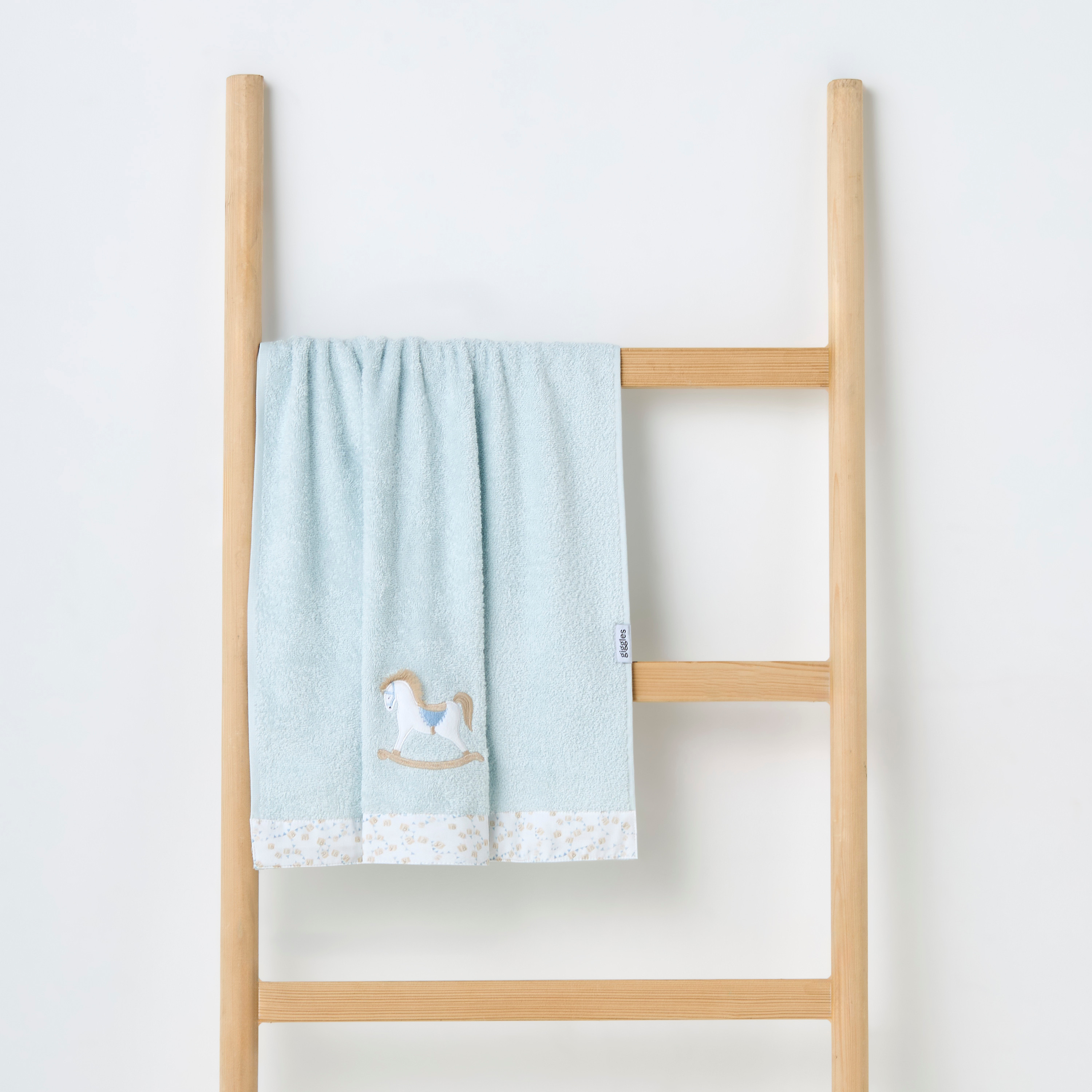 Turkish Cotton Towel with Rocking HorseApplique - Blue-baby-bathandcare-towels-image-1